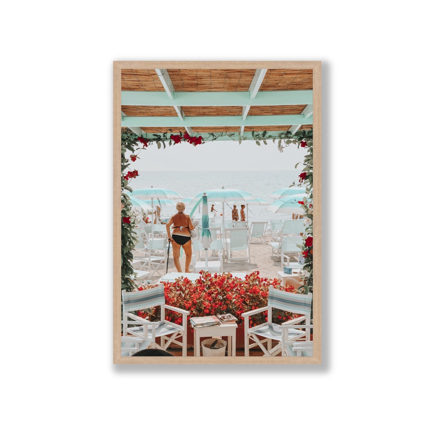 Nonna's Italian Escape Alassio Italian wall art Giant full-bleed fine art print in natural oak frame