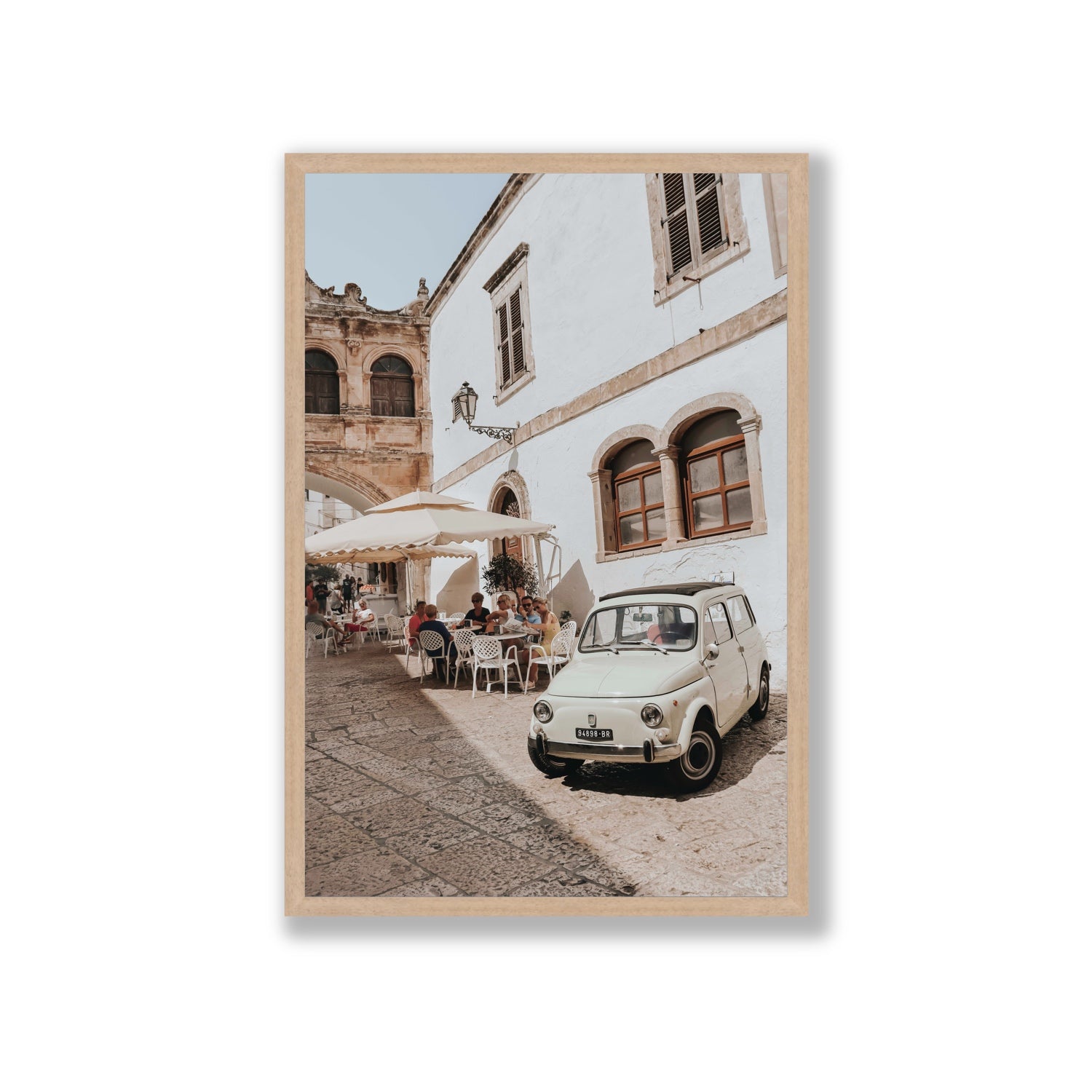 Piazza di Ostuni Puglia Italian wall art Giant full-bleed fine art print in natural oak frame