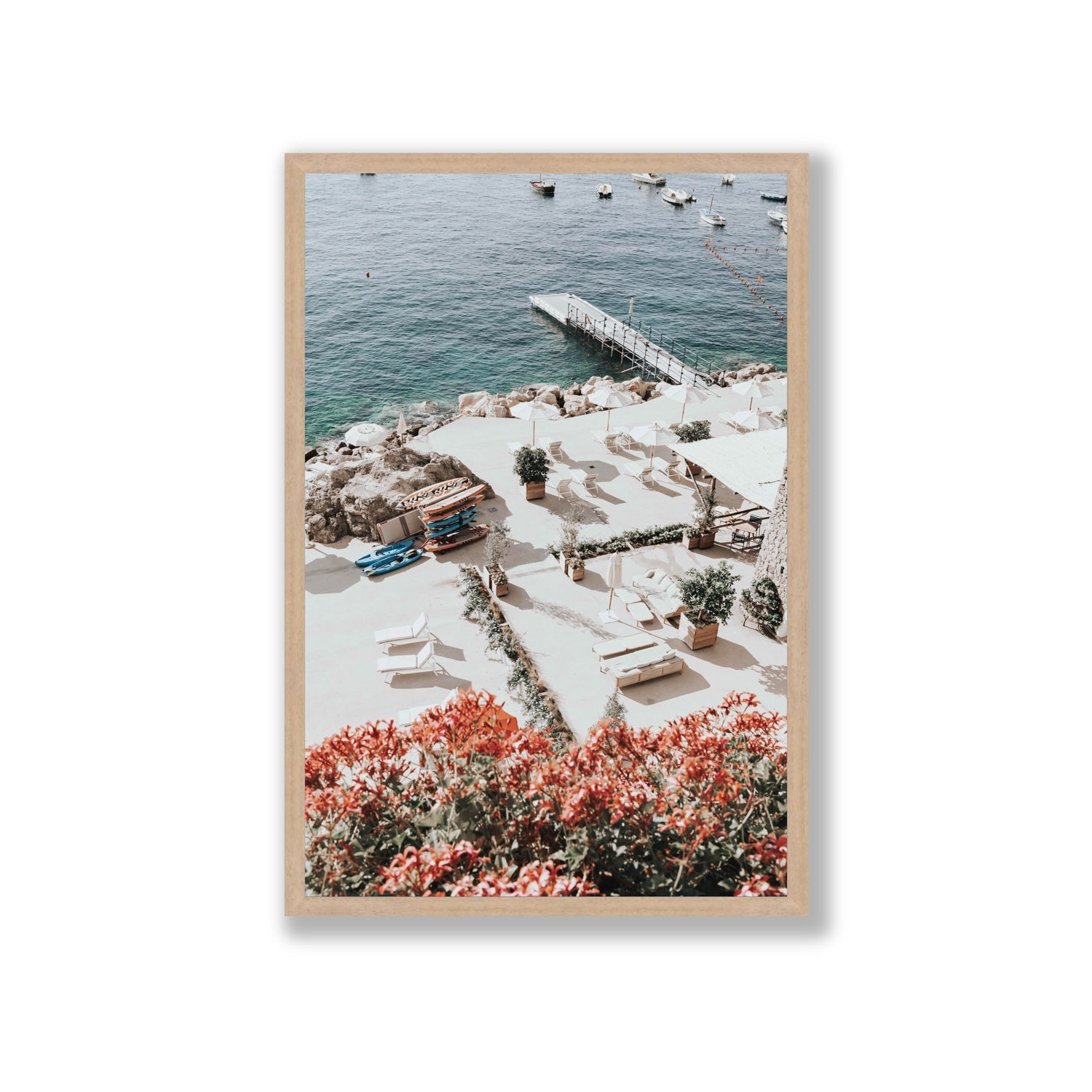 A Work of Art Amalfi coastal wall art Giant full-bleed fine art print in natural oak frame
