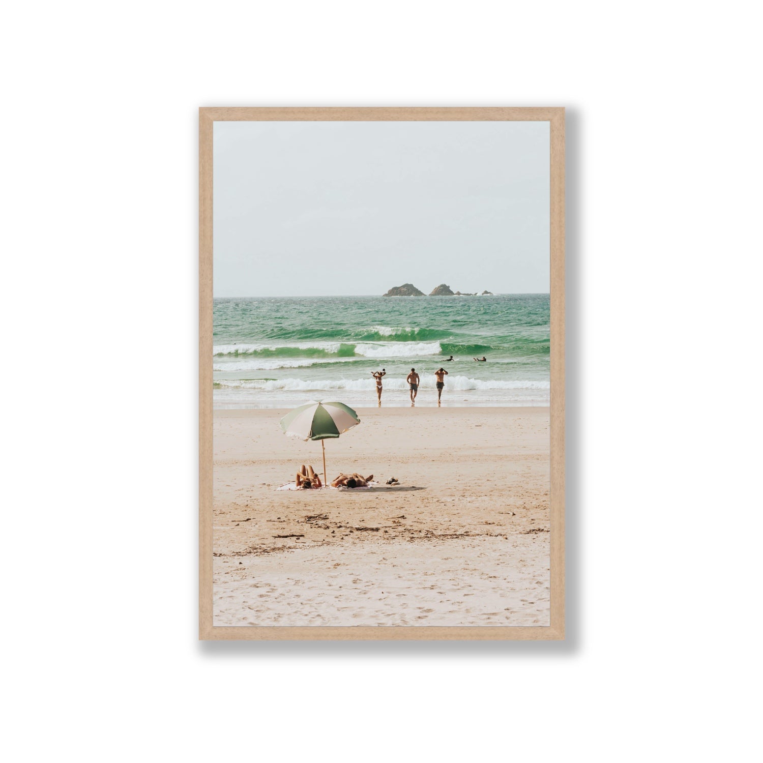 Escape The Ordinary Byron Bay coastal decor wall art Giant full-bleed fine art print in natural oak frame