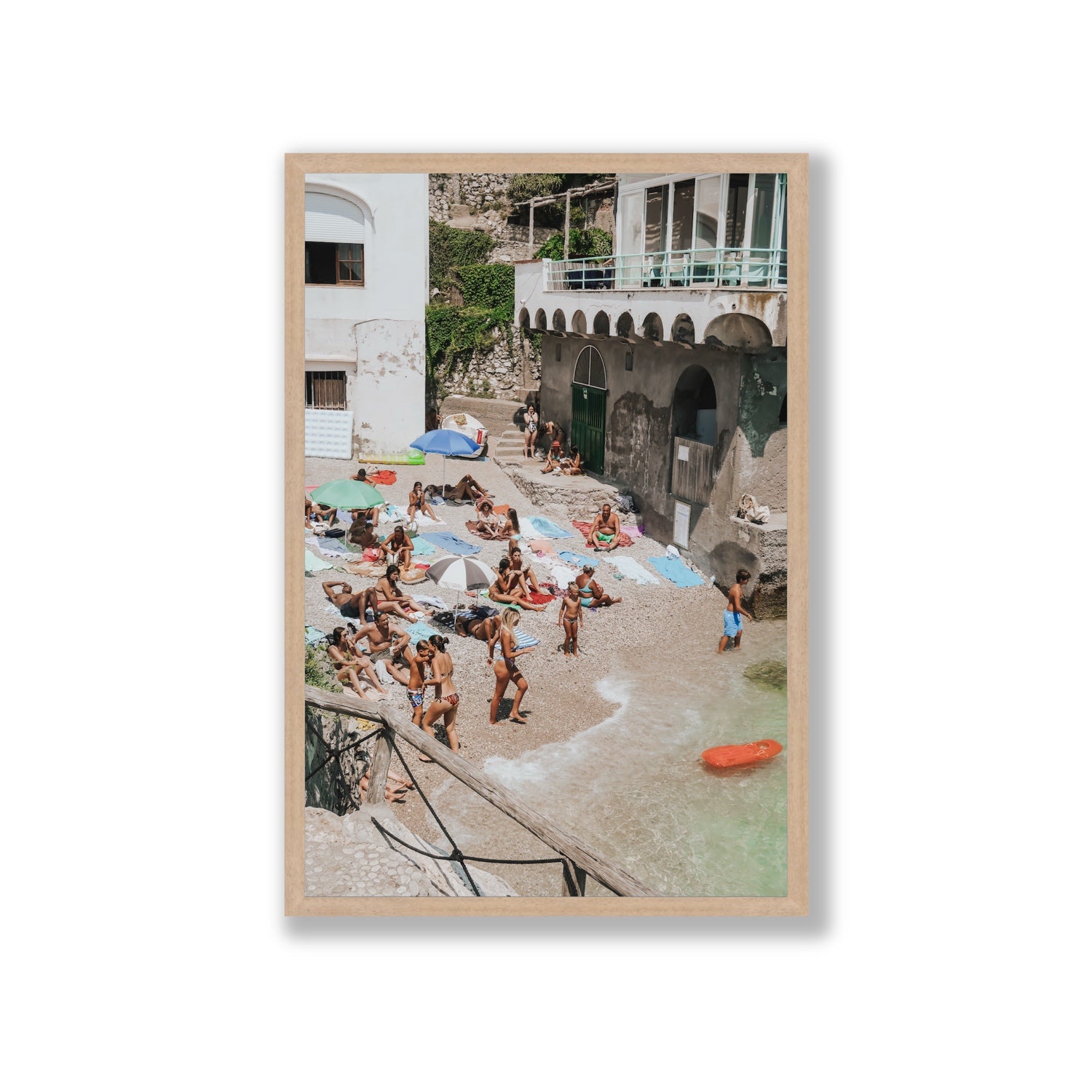 The Sunbathers Oasis fine art print, Capri, Italy, Giant, Natural Oak Frame · Full Bleed, Fine Art Print