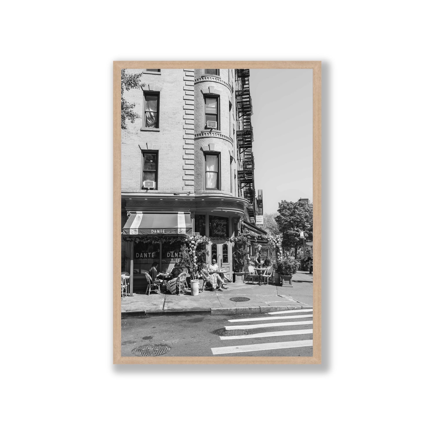 Sunny Soiree New York NYC Black & White wall art Giant full-bleed fine art print in natural oak frame