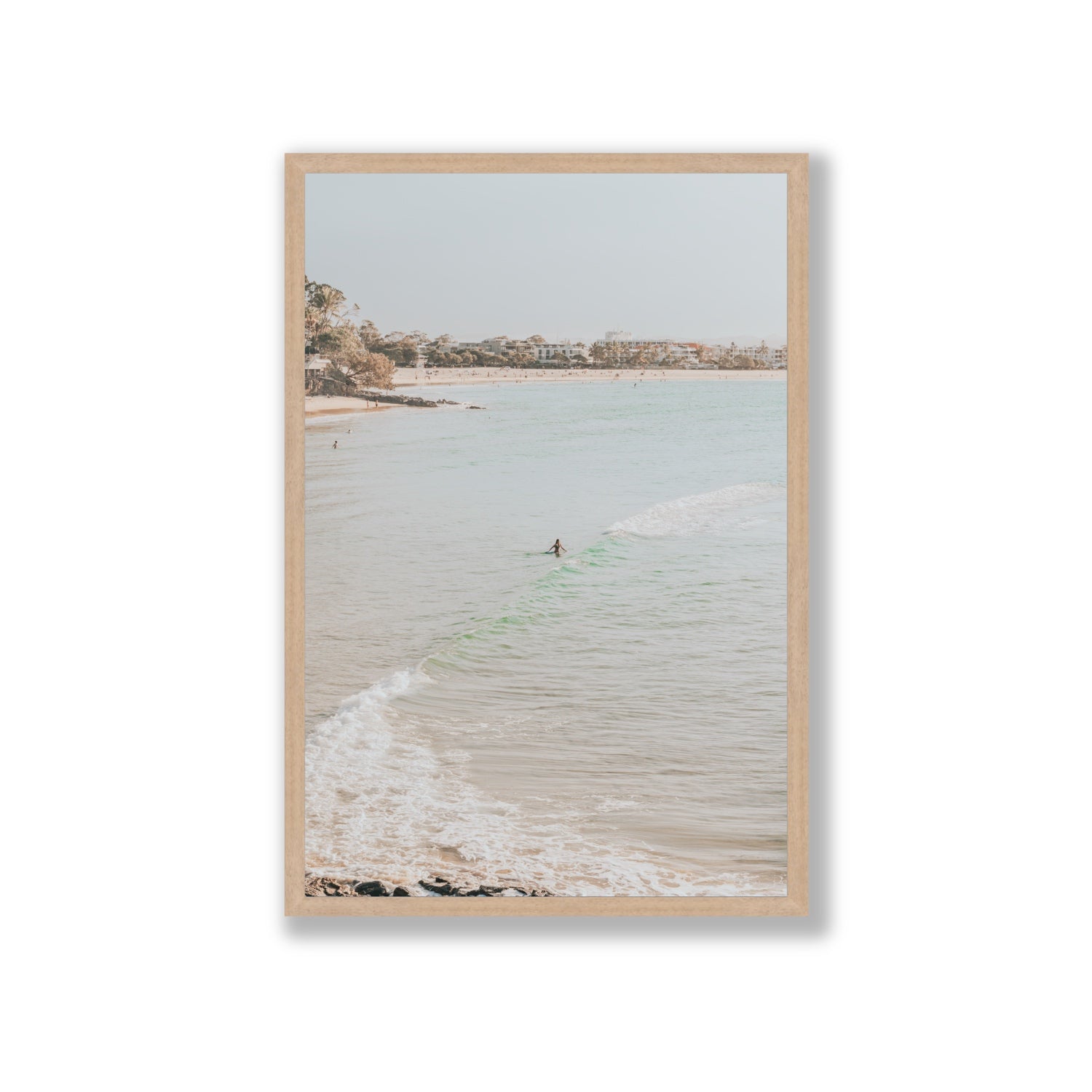 Salt Reverie fine art print, Noosa, Australia, coastal scenes artwork, Giant, Natural Oak Frame · Full Bleed, Fine Art Print