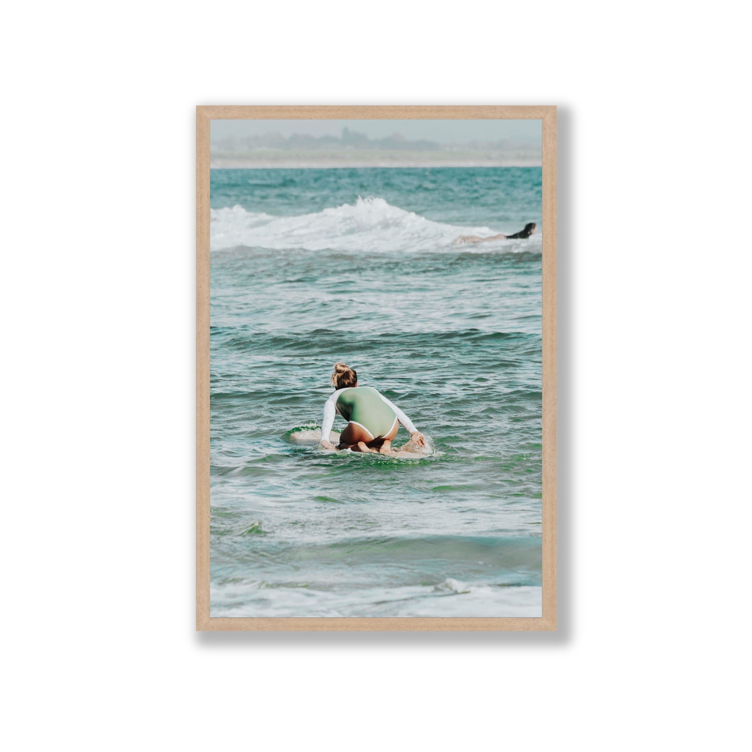 Quincy Byron Bay Surf coastal wall art Giant full-bleed fine art print in natural oak frame