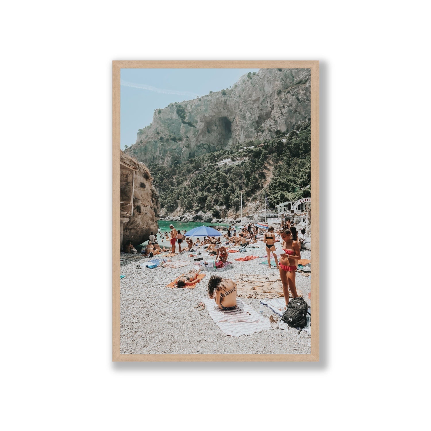 Marina Piccola Capri Mediterranean wall art Giant full-bleed fine art print in natural oak frame