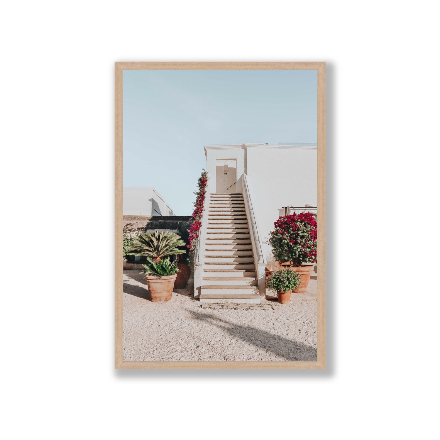 Tranquil Ascent Puglia Italian wall art Giant full-bleed fine art print in natural oak frame