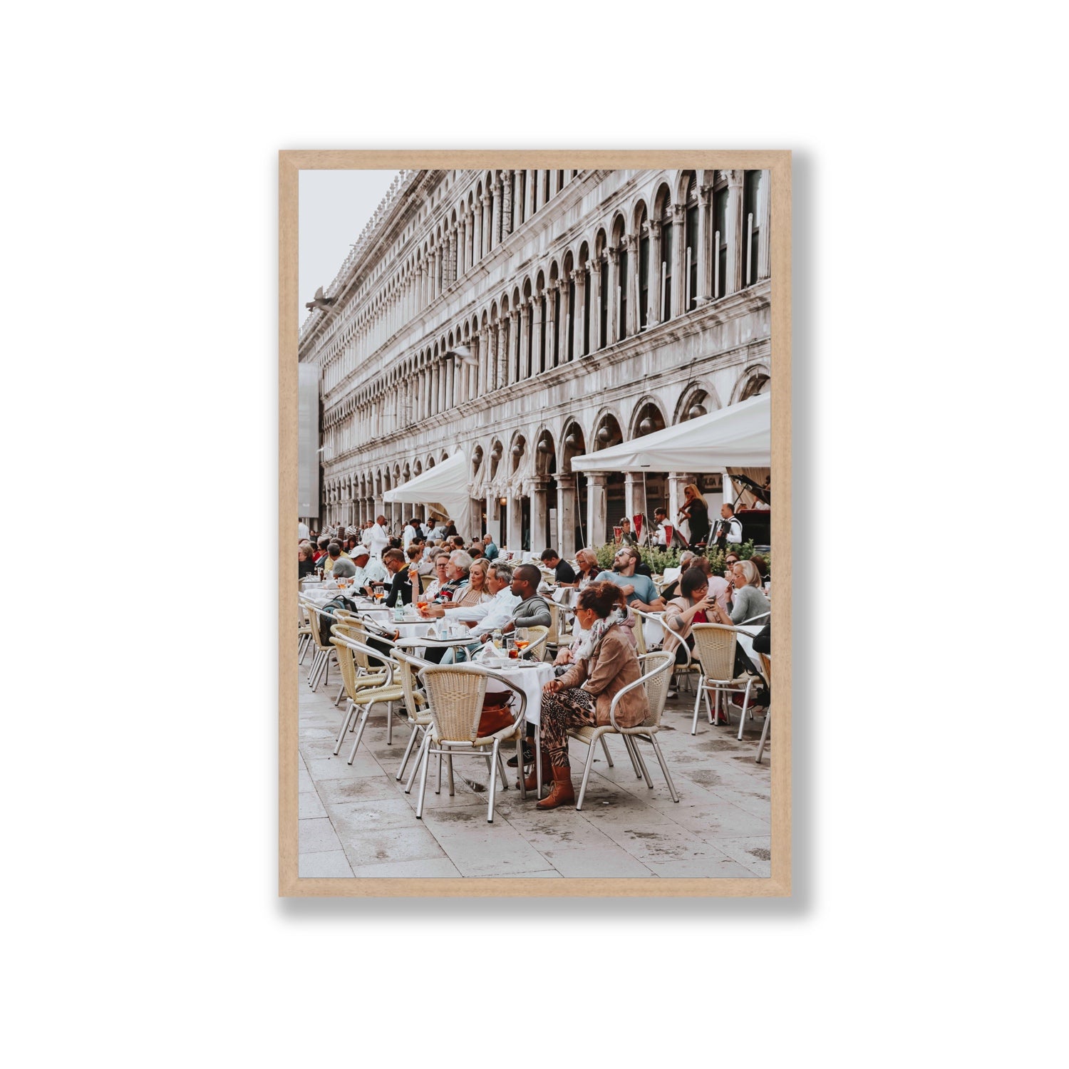 Lunchbreak Venice Italian wall art Giant full-bleed fine art print in natural oak frame