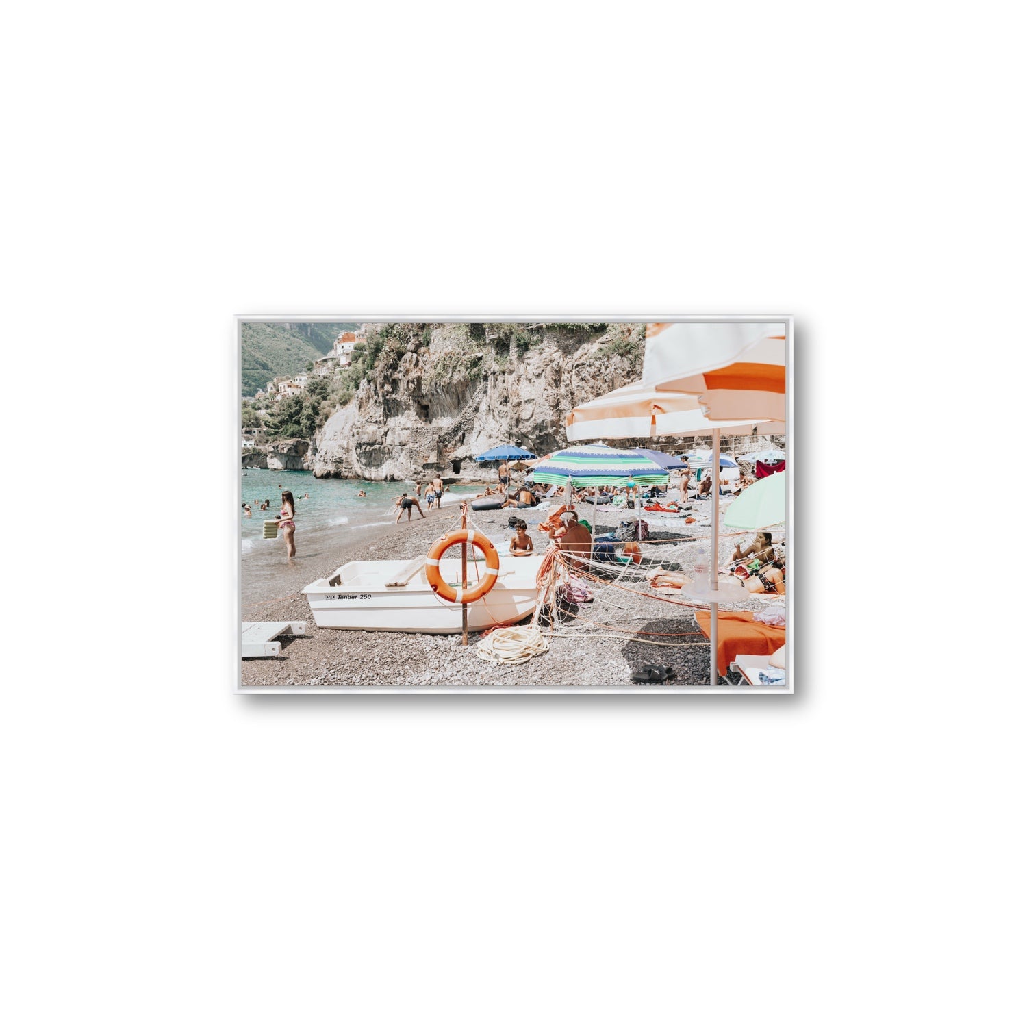 Bellezza By The Bay fine art print, Positano, Italy, Large, White Float Frame, Fine Art Canvas