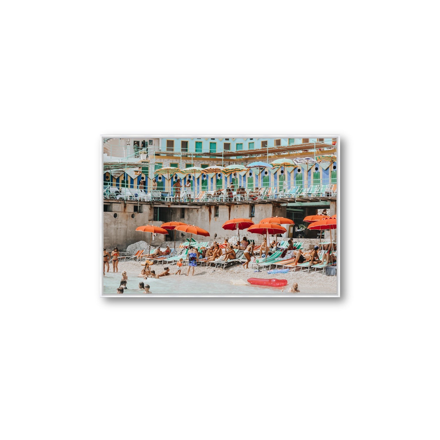 Umbrella Fiesta fine art print, Capri, Italy, Large, White Float Frame, Fine Art Canvas