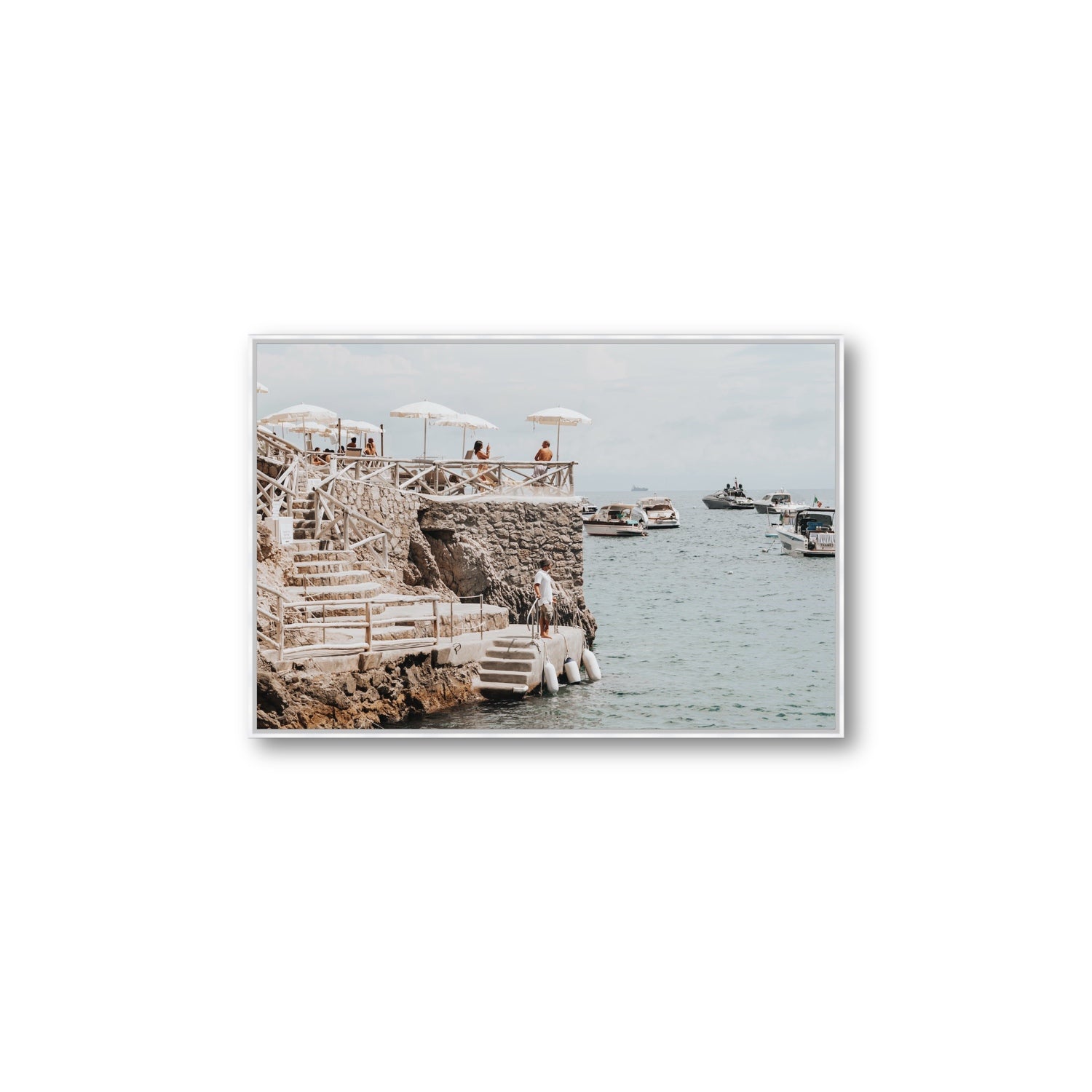 Conca Del Sogno fine art print, Nerano, Italy, Large, White Float Frame, Fine Art Canvas