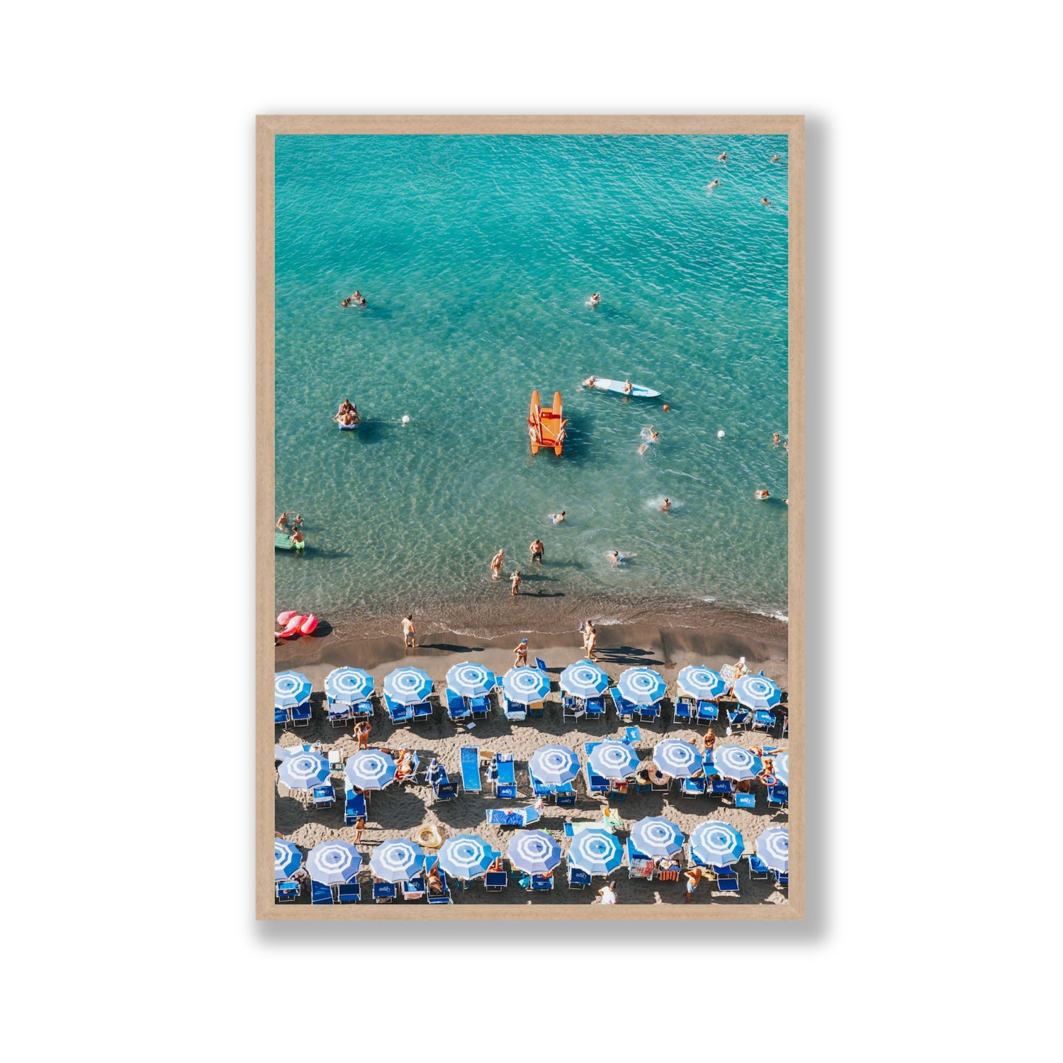 Aquamarine Oasis Sorrento Italian coastal wall art Gallery full-bleed fine art print in natural oak frame