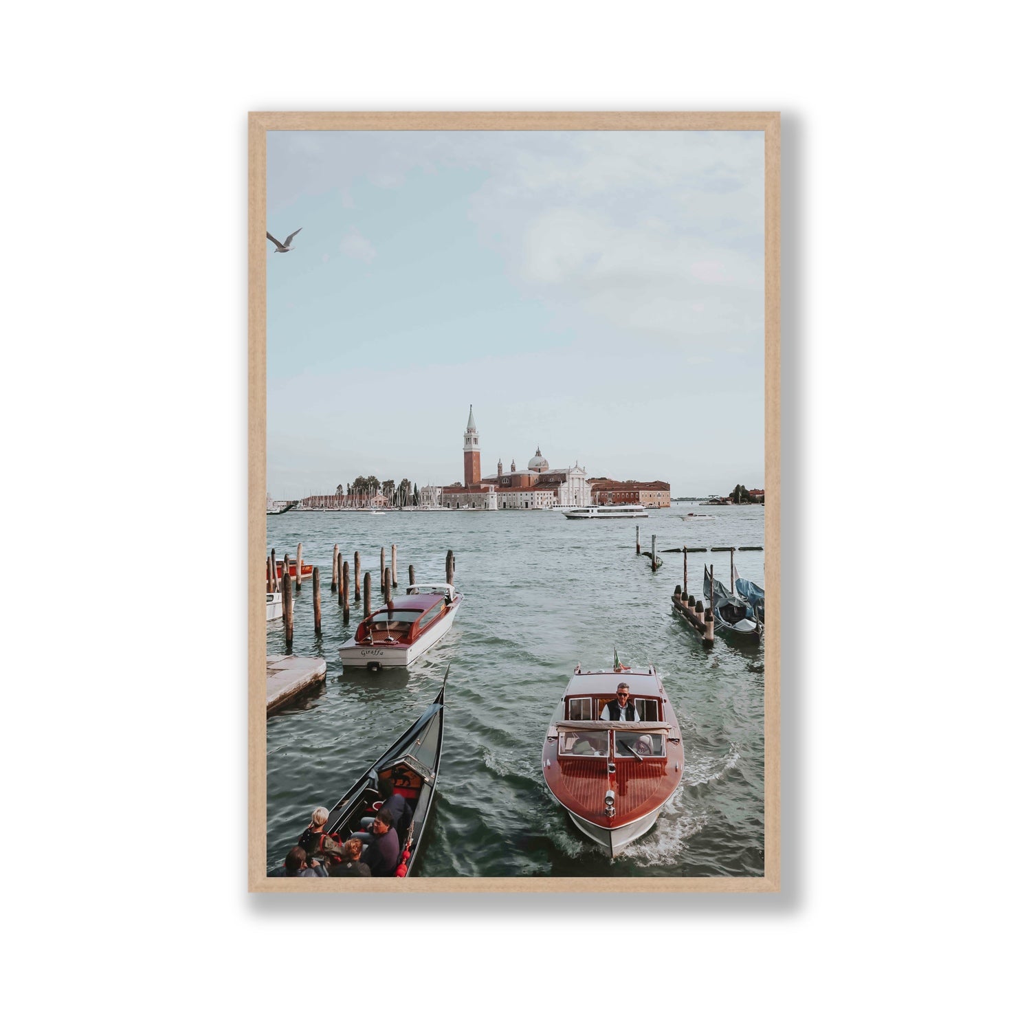 Galleggiante Venice Italian wall art Gallery full-bleed fine art print in natural oak frame