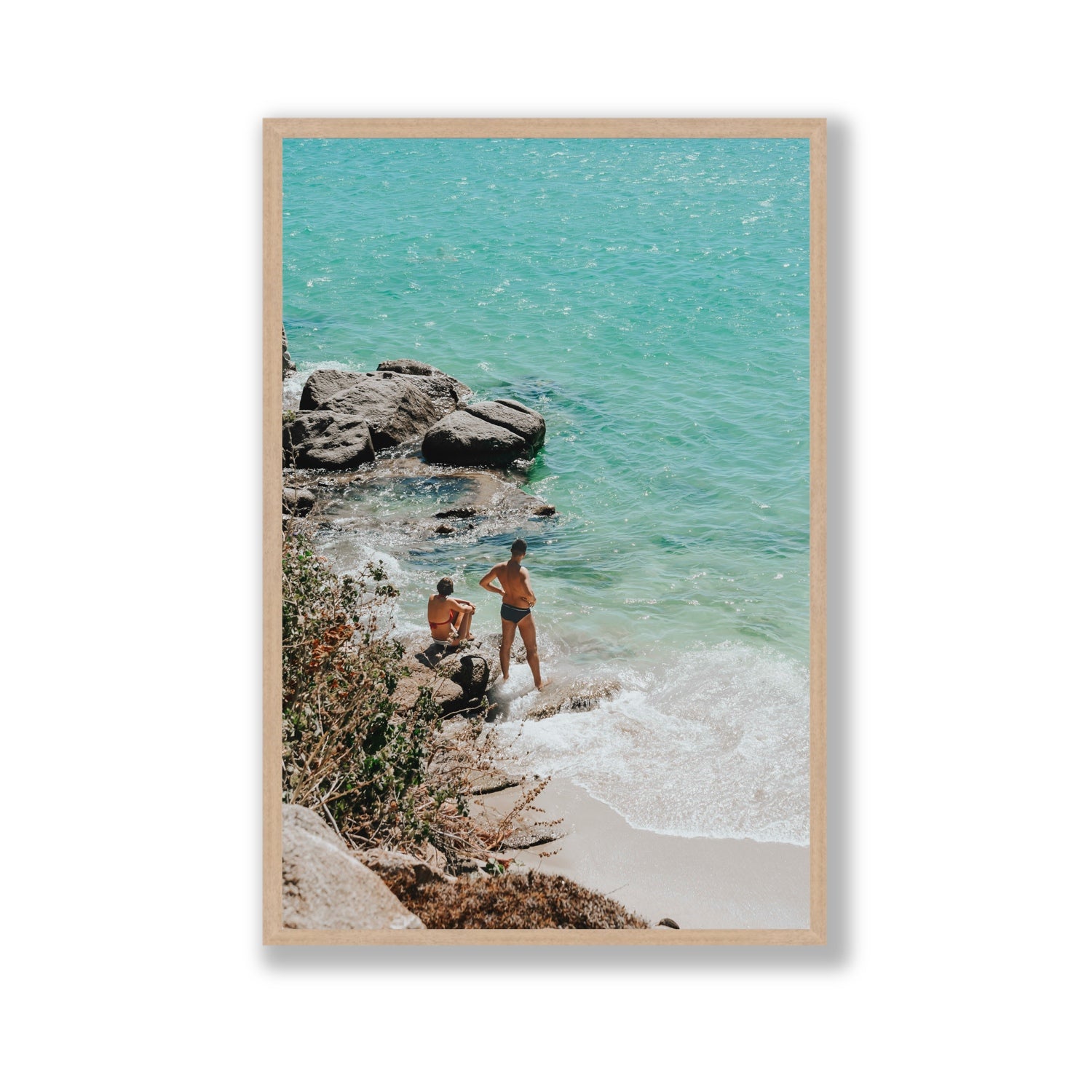 Scene Stealers Mykonos Greek island wall art Gallery full-bleed fine art print in natural oak frame