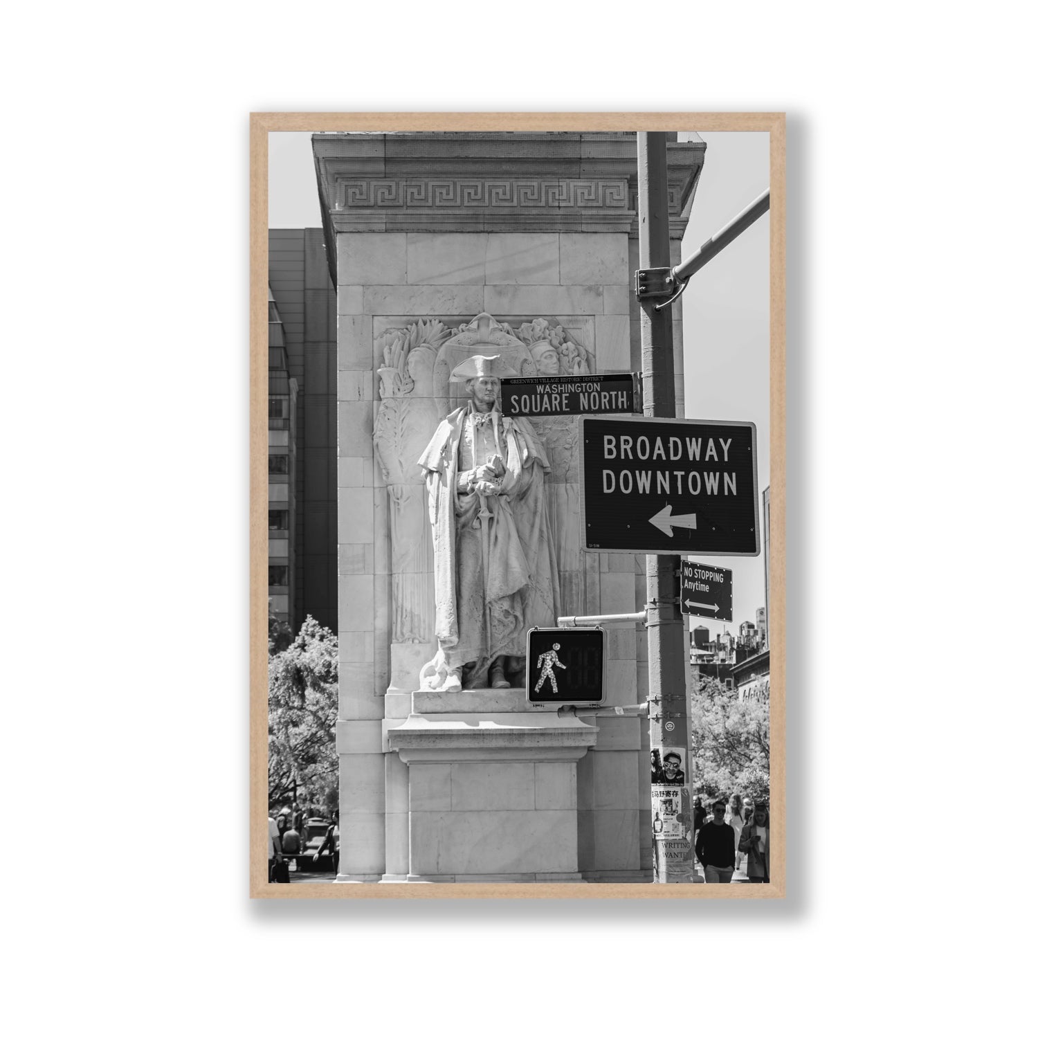 Silent Sentinels New York NYC Black & White wall art Gallery full-bleed fine art print in natural oak frame