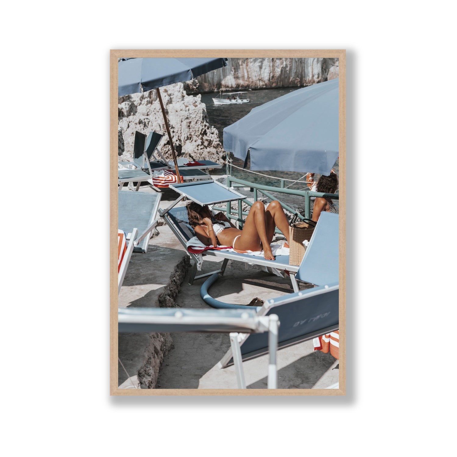 Beach Babe fine art print, Capri, Italy, Gallery, Natural Oak Frame · Full Bleed, Fine Art Print