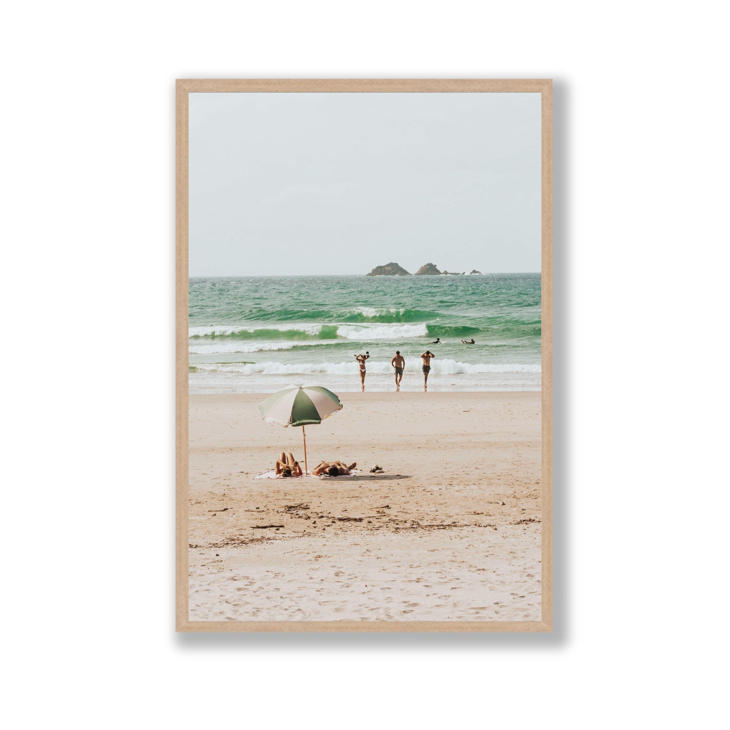 Escape The Ordinary Byron Bay coastal decor wall art Gallery full-bleed fine art print in natural oak frame