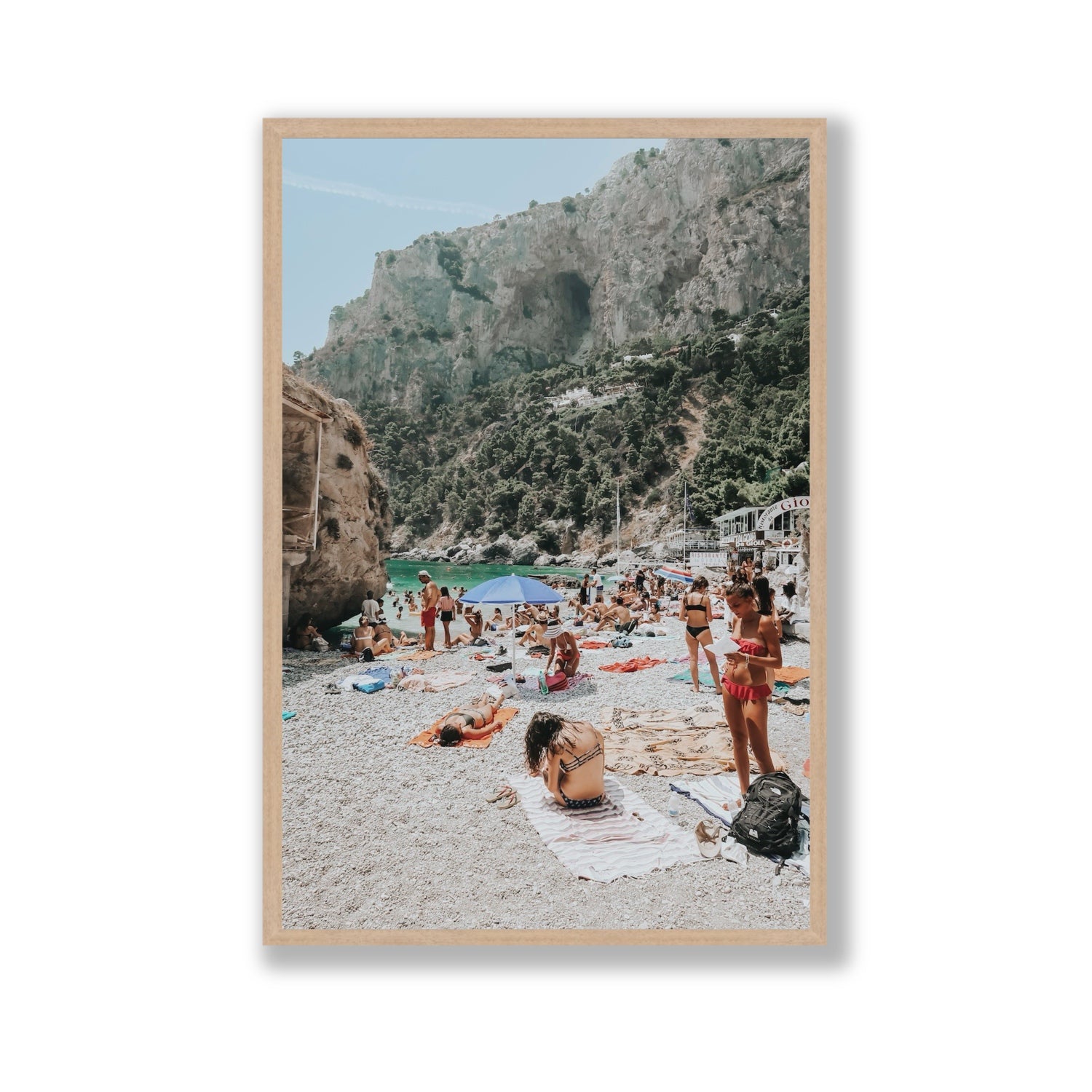 Marina Piccola Capri Mediterranean wall art Gallery full-bleed fine art print in natural oak frame