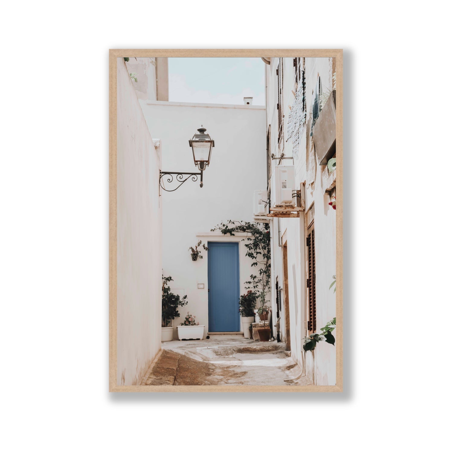 Entry Envy Puglia Ostuni wall art Gallery full-bleed fine art print in natural oak frame