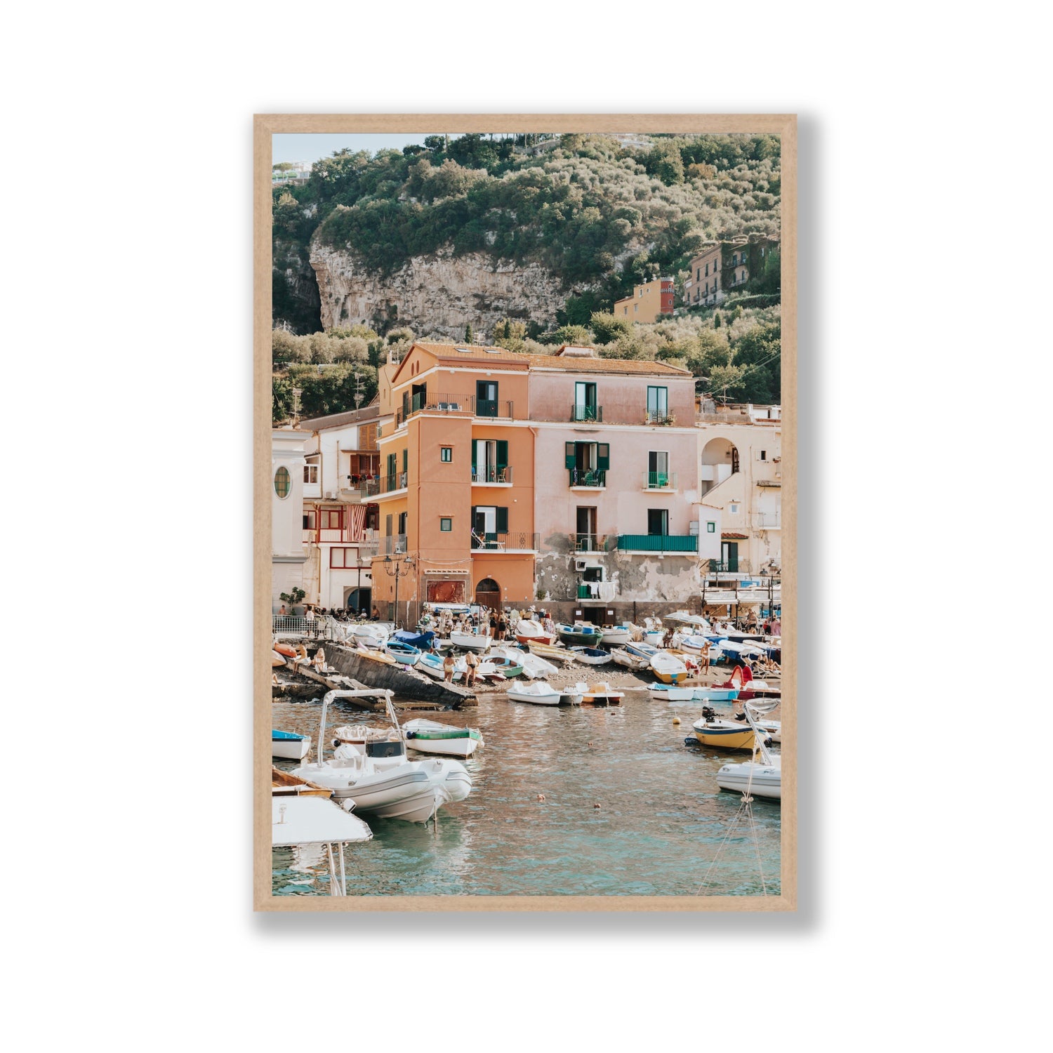 Boatyard Bliss fine art print, Sorrento, Italy, Gallery, Natural Oak Frame · Full Bleed, Fine Art Print