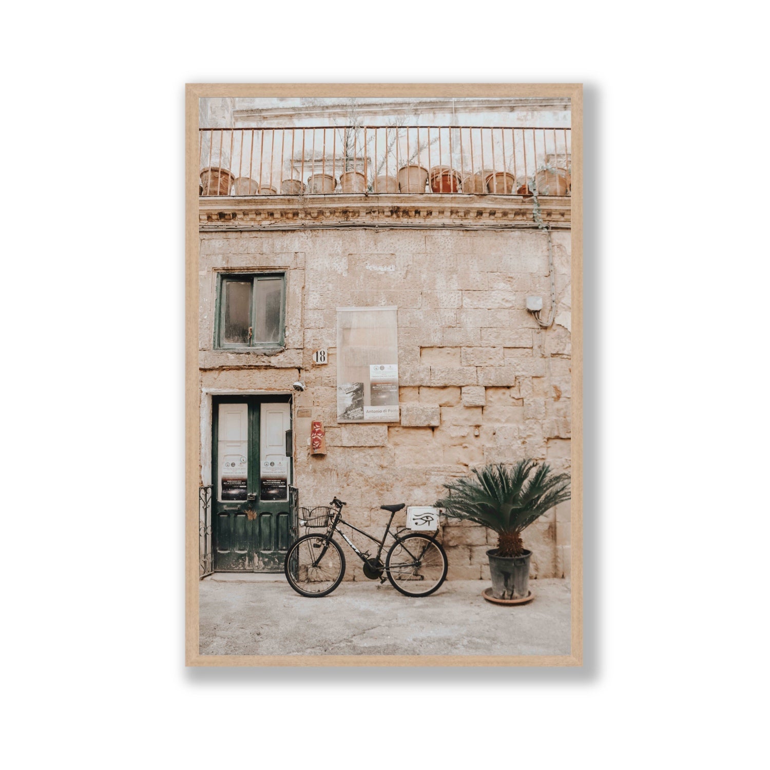 Golden Facades Puglia Lecce Italian wall art Gallery full-bleed fine art print in natural oak frame