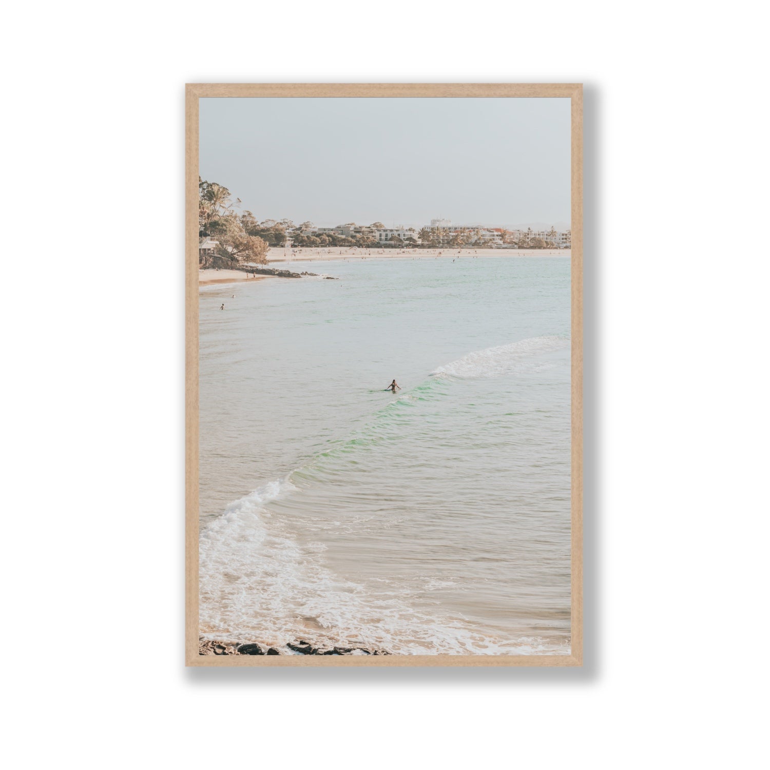 Salt Reverie fine art print, Noosa, Australia, coastal scenes artwork, Gallery, Natural Oak Frame · Full Bleed, Fine Art Print