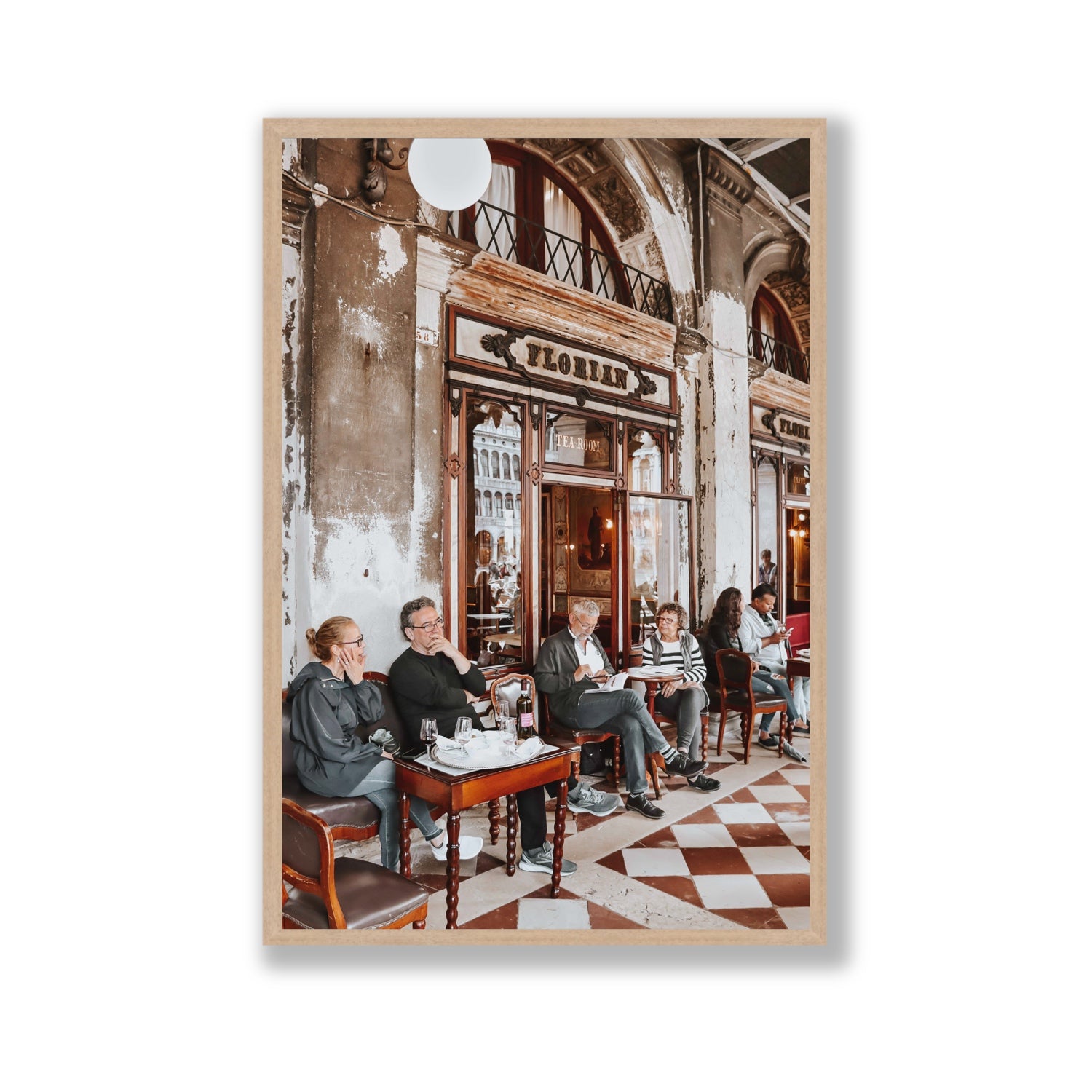 Tea Room Venice Italian wall art Gallery full-bleed fine art print in natural oak frame