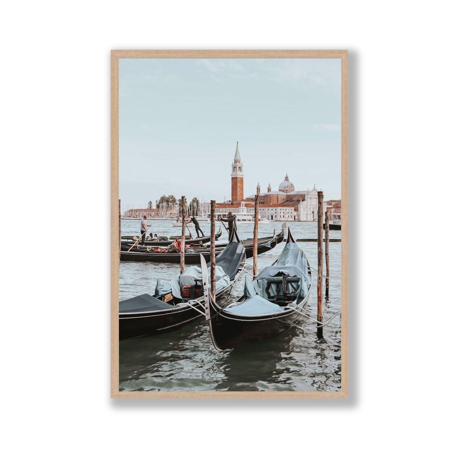 Italian Commute Venice Italian Mediterranean decor wall art Gallery full-bleed fine art print in natural oak frame