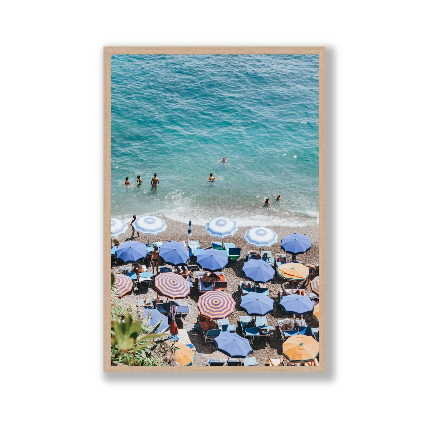 Paradise Beach fine art print, Positano, Italy, Gallery, Natural Oak Frame · Full Bleed, Fine Art Print