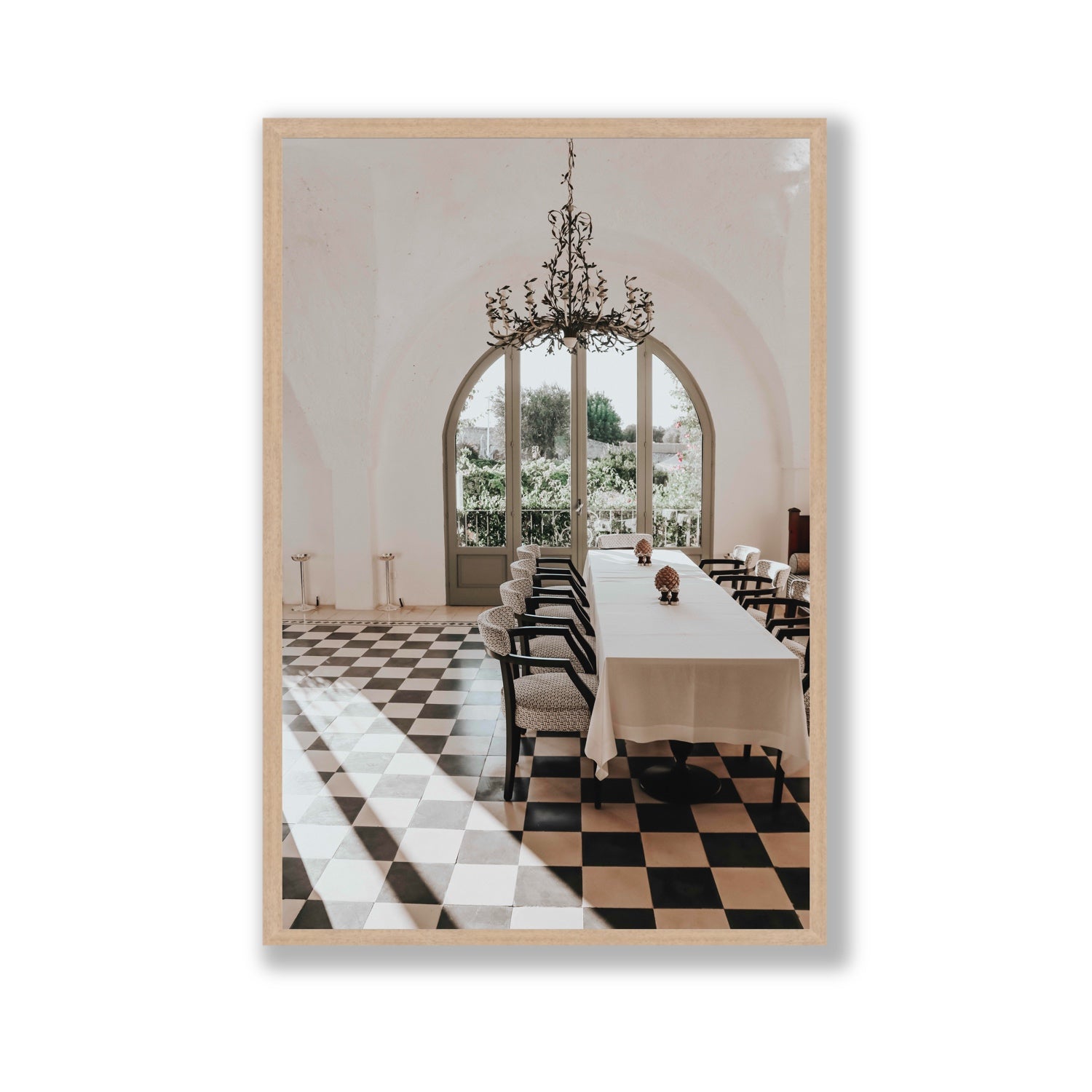 Sunbeam Feast Puglia Wall Italian fine art print Gallery full-bleed fine art print in natural oak frame