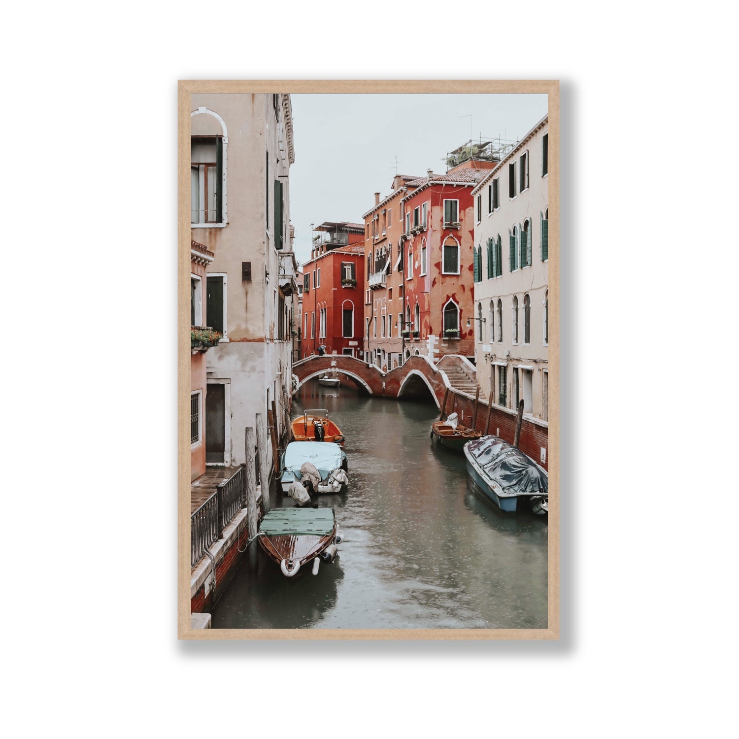 City of Water Venice Italian Mediterranean decor wall art Gallery full-bleed fine art print in natural oak frame
