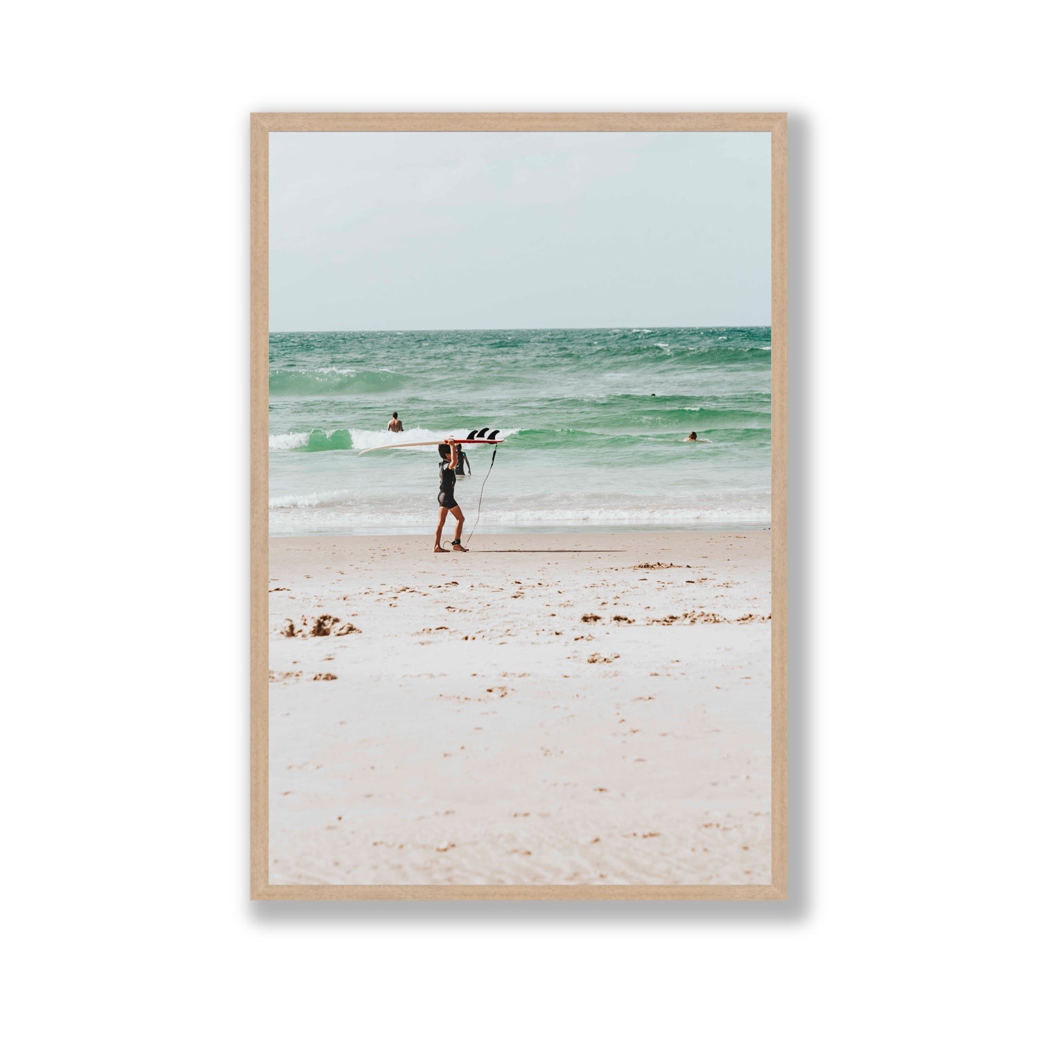 Grommet Byron Bay Surf coastal wall art Gallery full-bleed fine art print in natural oak frame