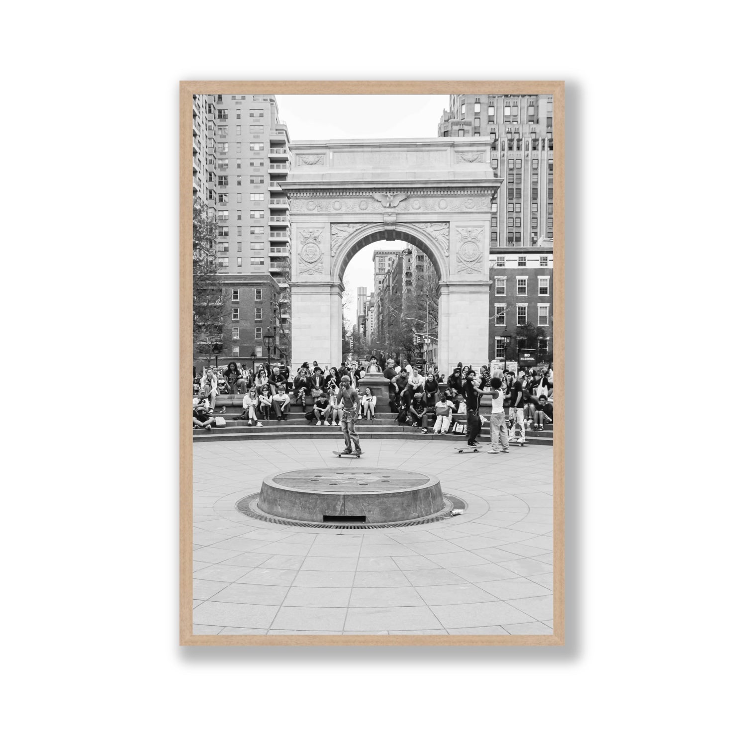 Concrete Conqueror New York NYC Skateboard wall art Gallery full-bleed fine art print in natural oak frame