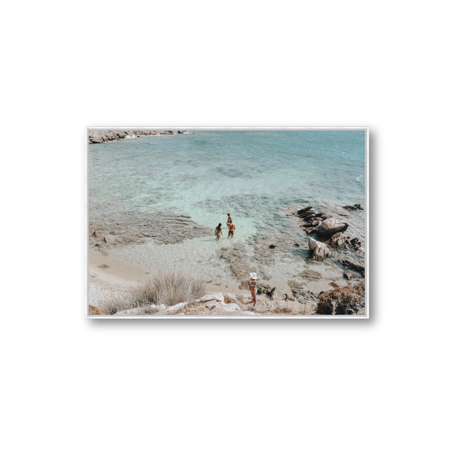 Easy On The Eyes Mykonos Greek island wall art Extra Large fine art canvas in white float frame