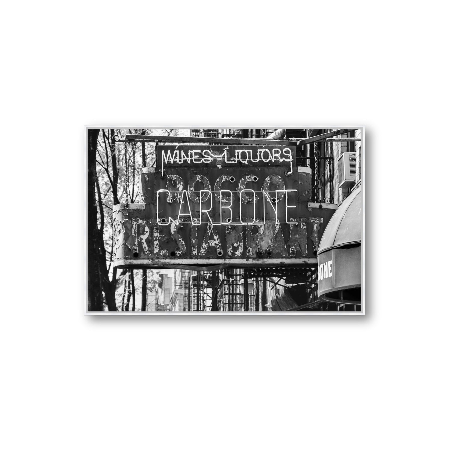 Thompson Street New York NYC Black & White wall art Extra Large fine art canvas in white float frame