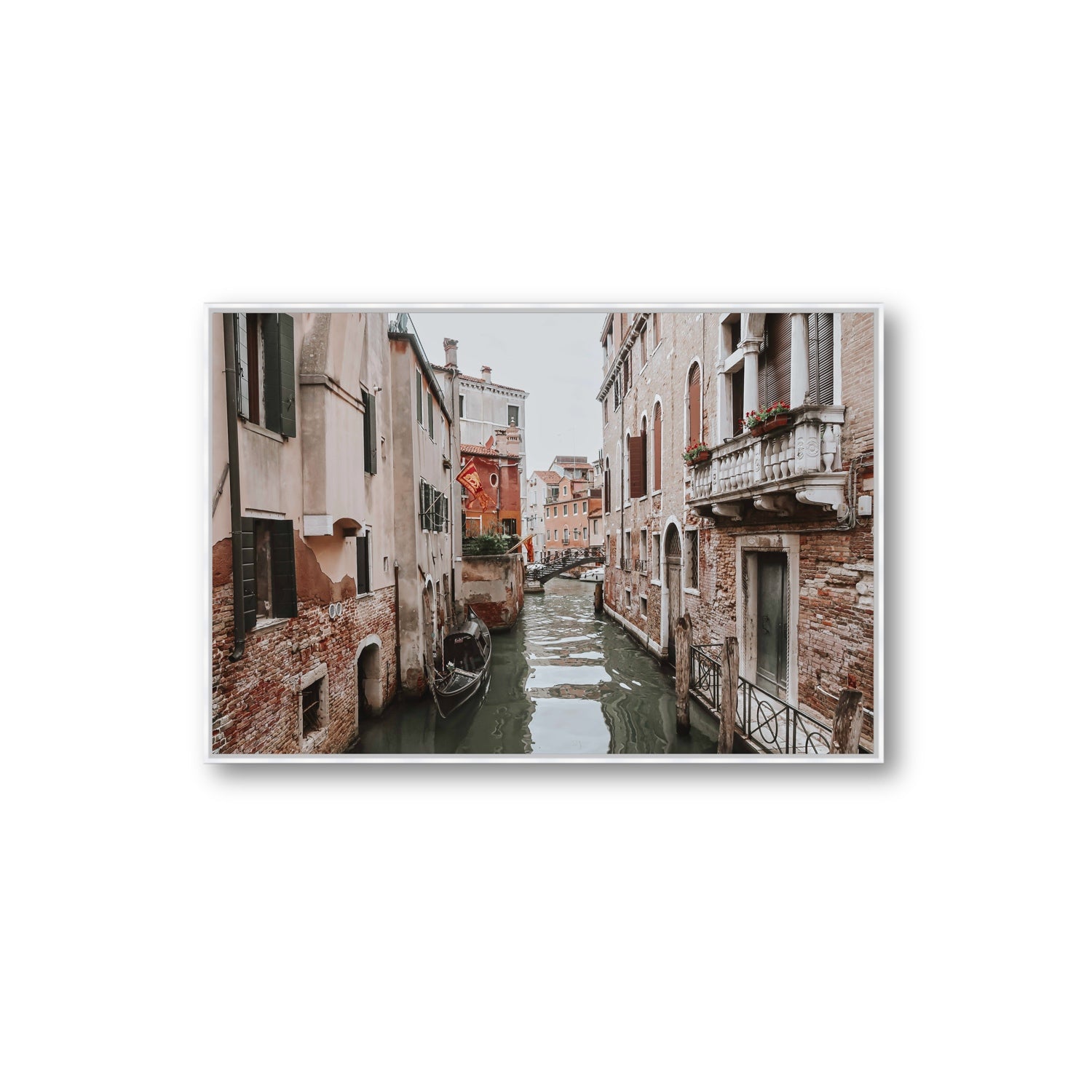 Venetian Gothic Venice Canal Italian wall art Extra Large fine art canvas in white float frame