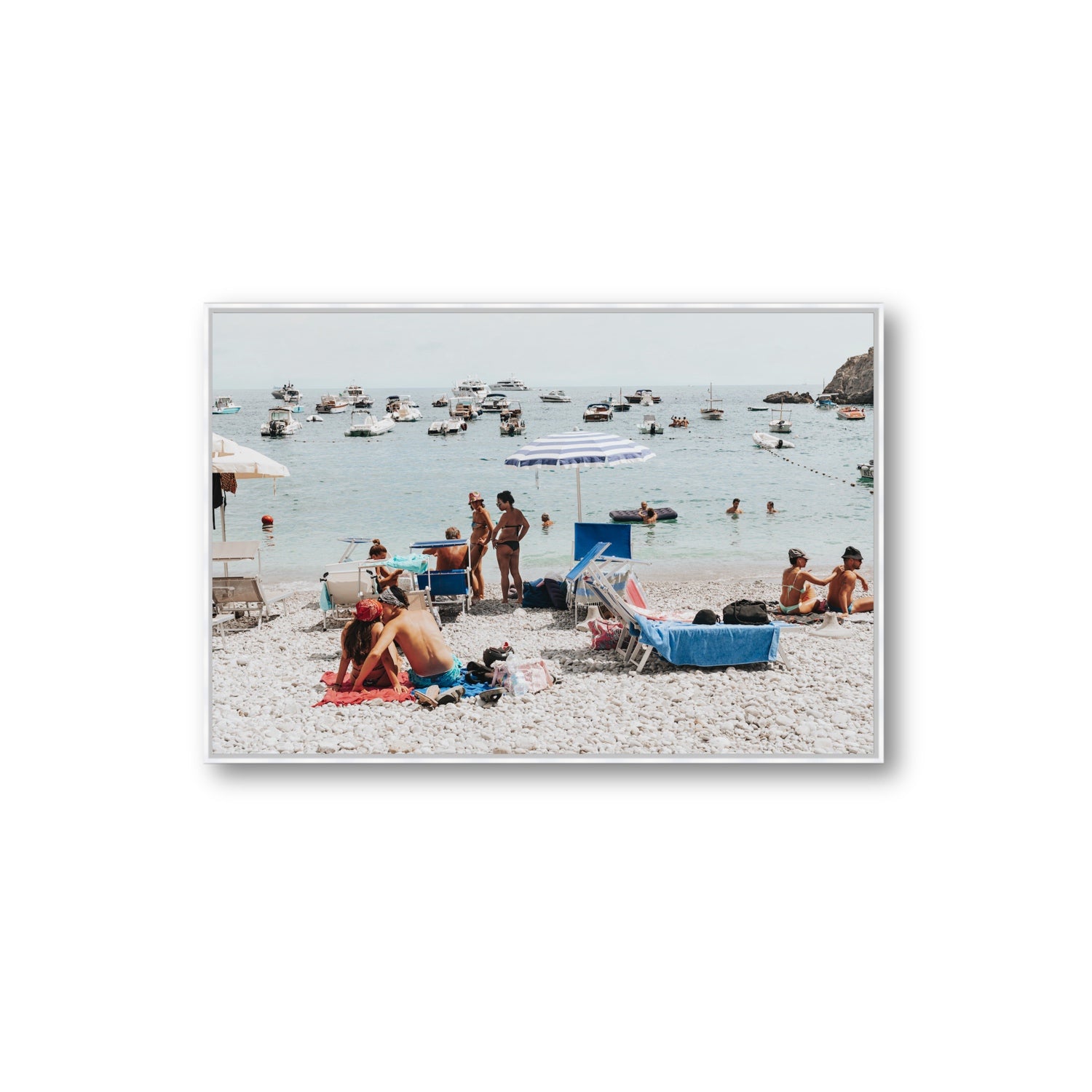 The Kiss Nerano wall art Extra Large fine art canvas in white float frame