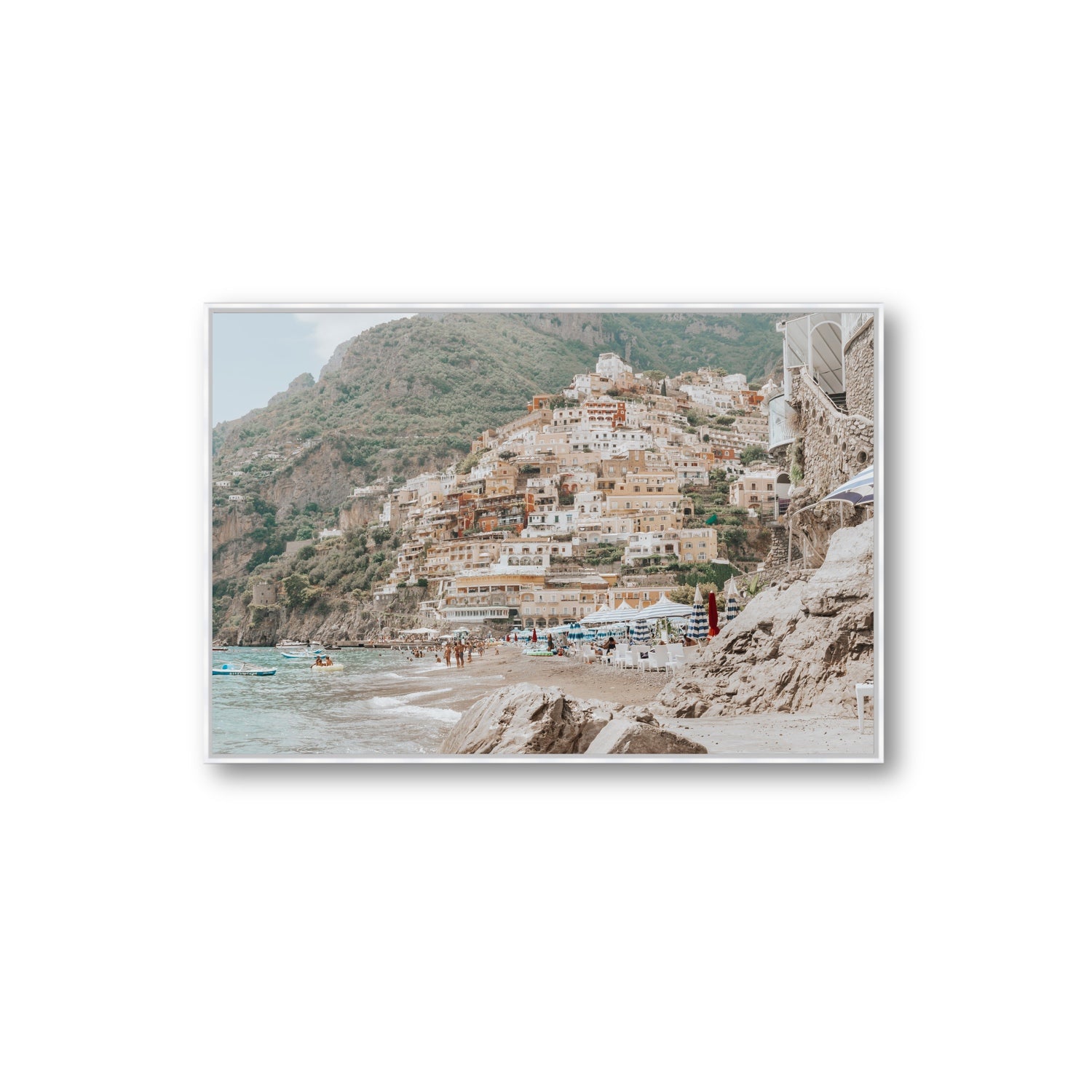 Sogno di Positano fine art print, Positano, Italy, Extra Large, White Float Frame, Fine Art Canvas