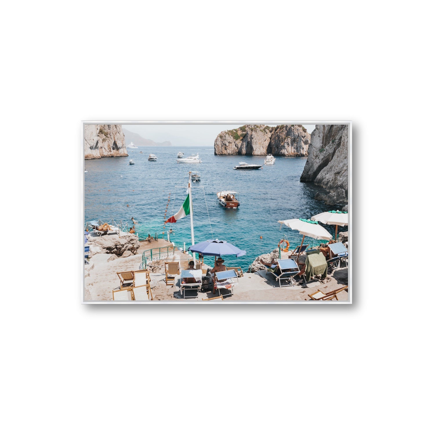 Smooth Sailing fine art print, Capri, Italy, Extra Large, White Float Frame, Fine Art Canvas