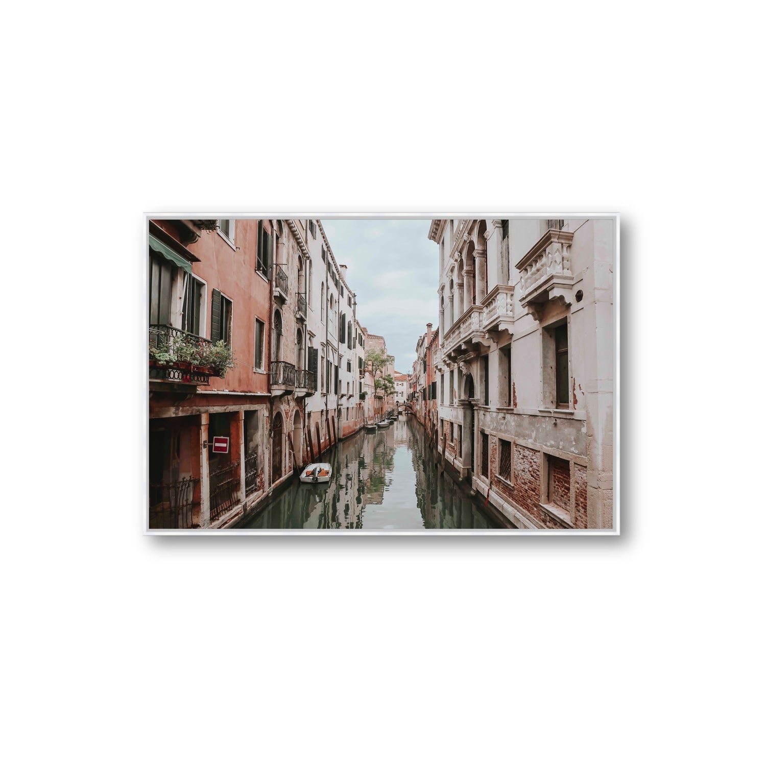 The Floating City Venice Canal Italian decor wall art Extra Large fine art canvas in white float frame