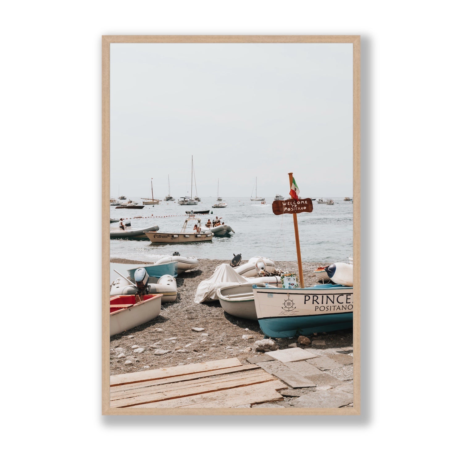 Coming Home fine art print, Positano, Italy, Statement, Natural Oak Frame · Full Bleed, Fine Art Print