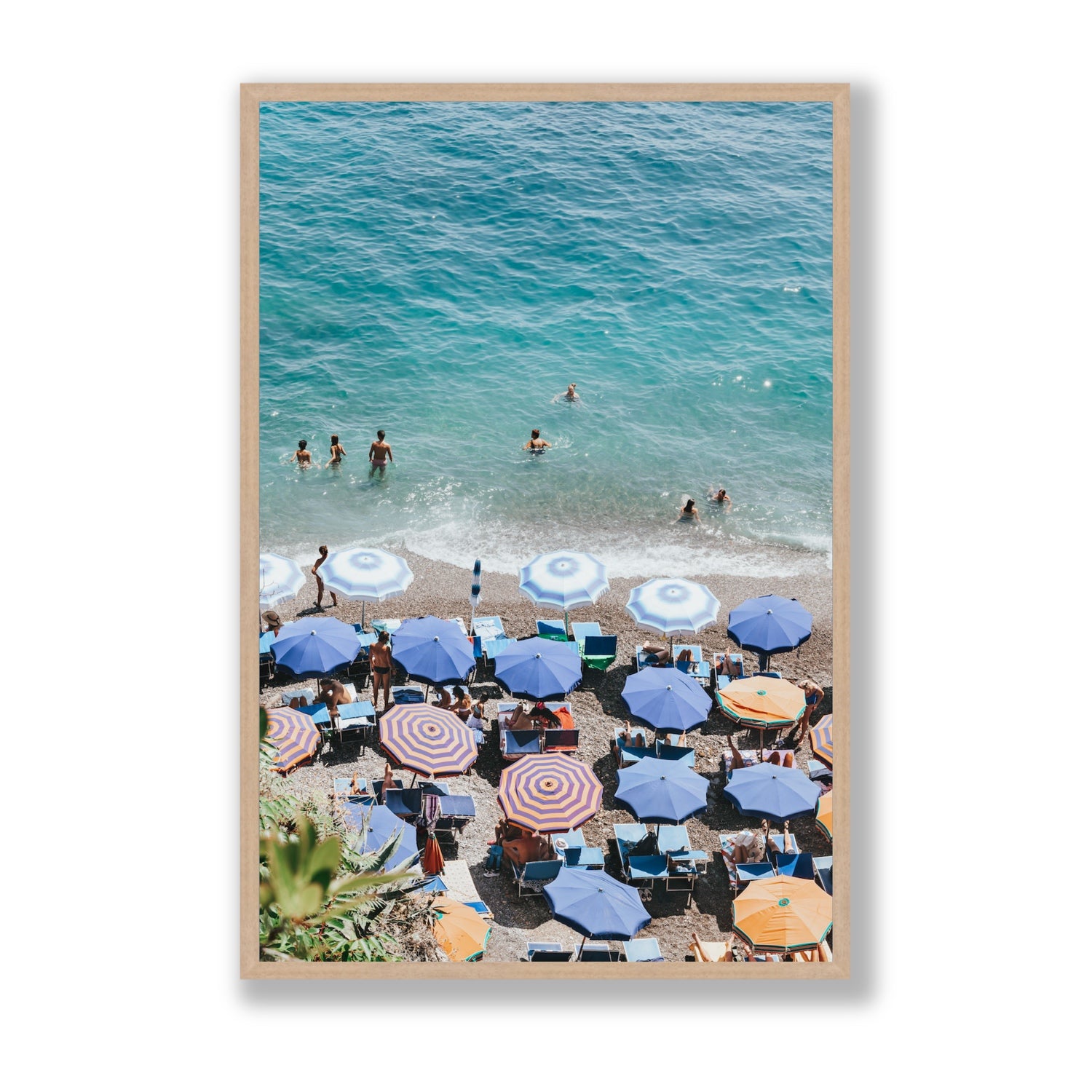 Paradise Beach fine art print, Positano, Italy, Statement, Natural Oak Frame · Full Bleed, Fine Art Print