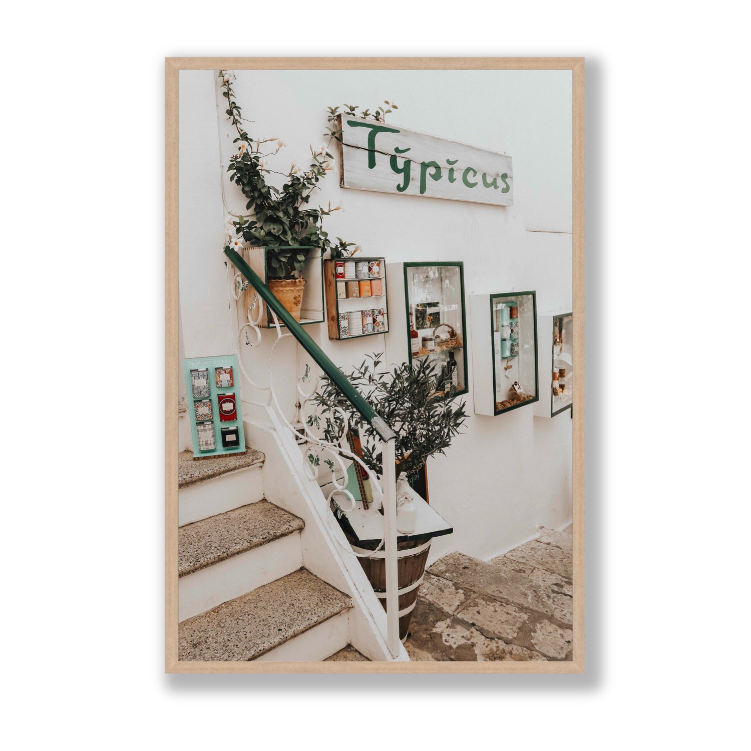 Il Negozio Puglia Ostuni wall art Statement full-bleed fine art print in natural oak frame