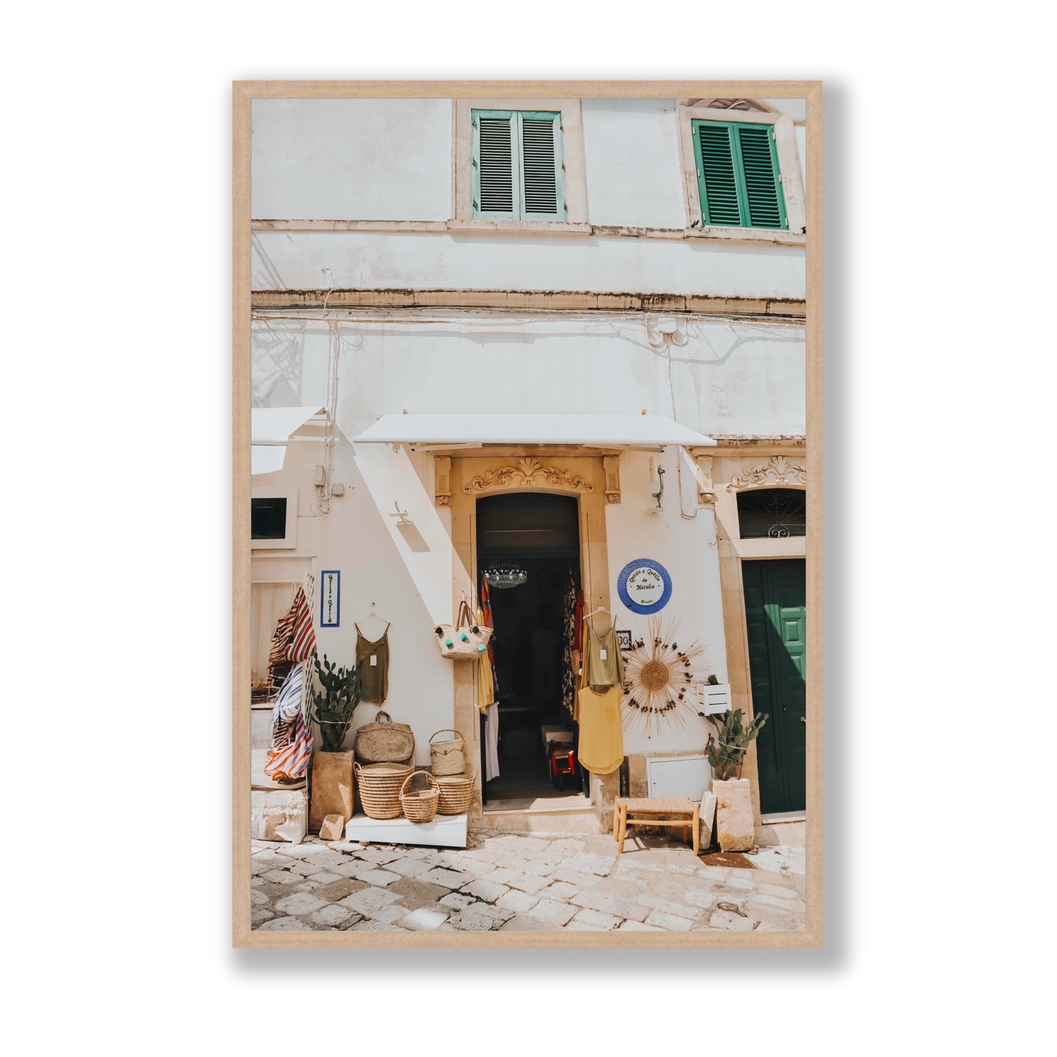 Artisan Ambience Puglia Italian wall art Statement full-bleed fine art print in natural oak frame