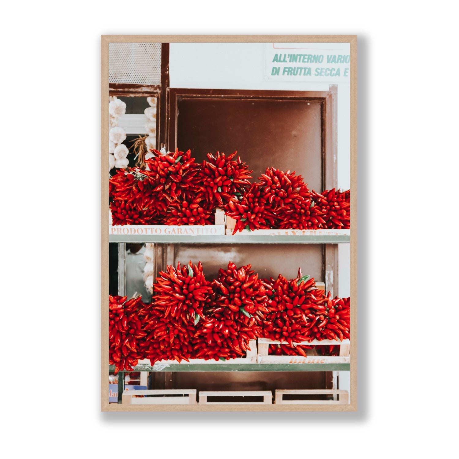 Hot Harvest Puglia Italian wall art Statement full-bleed fine art print in natural oak frame
