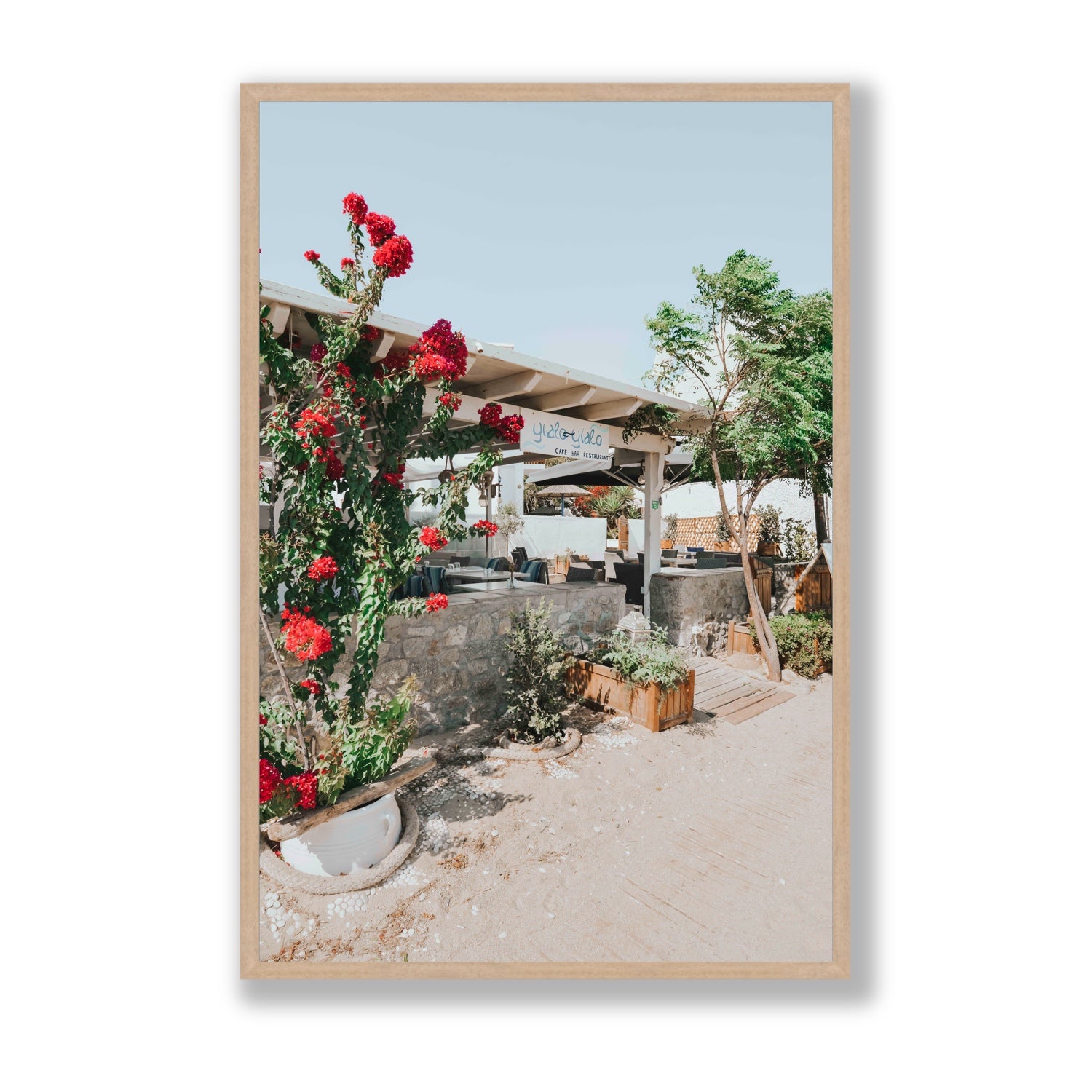 Yialo Yialo fine art print, Mykonos, Greece, Statement, Natural Oak Frame · Full Bleed, Fine Art Print