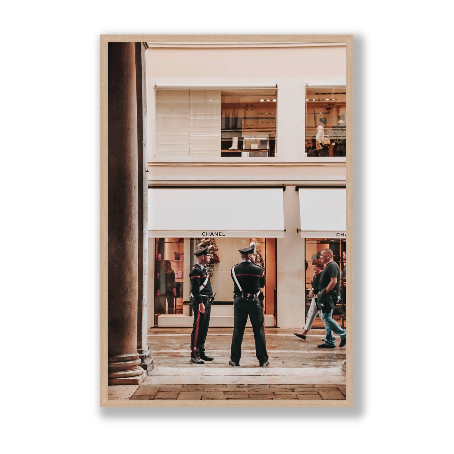 Style Police Venice Italian wall art Statement full-bleed fine art print in natural oak frame