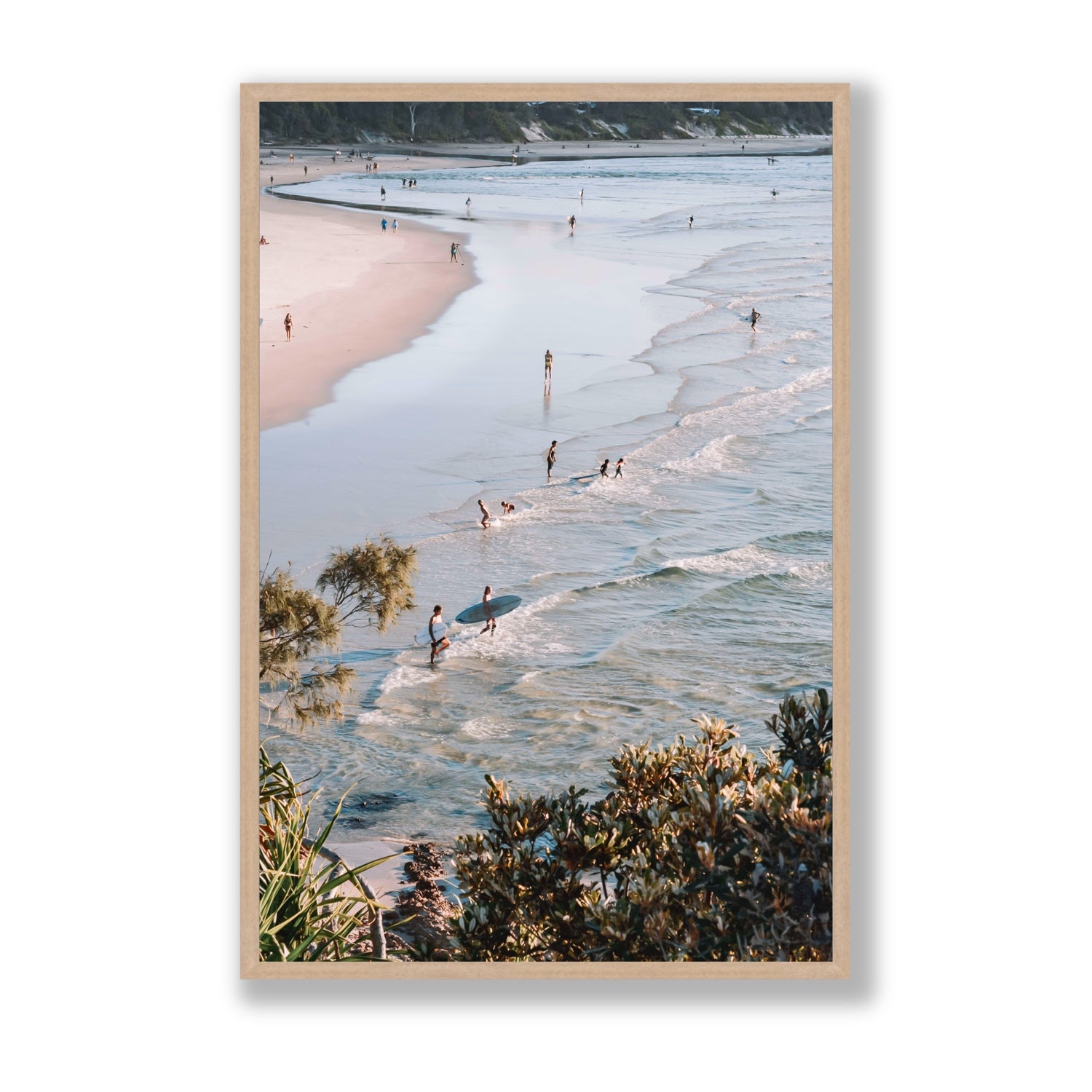 Healing Waters fine art print, Byron Bay, Australia, Statement, Natural Oak Frame · Full Bleed, Fine Art Print