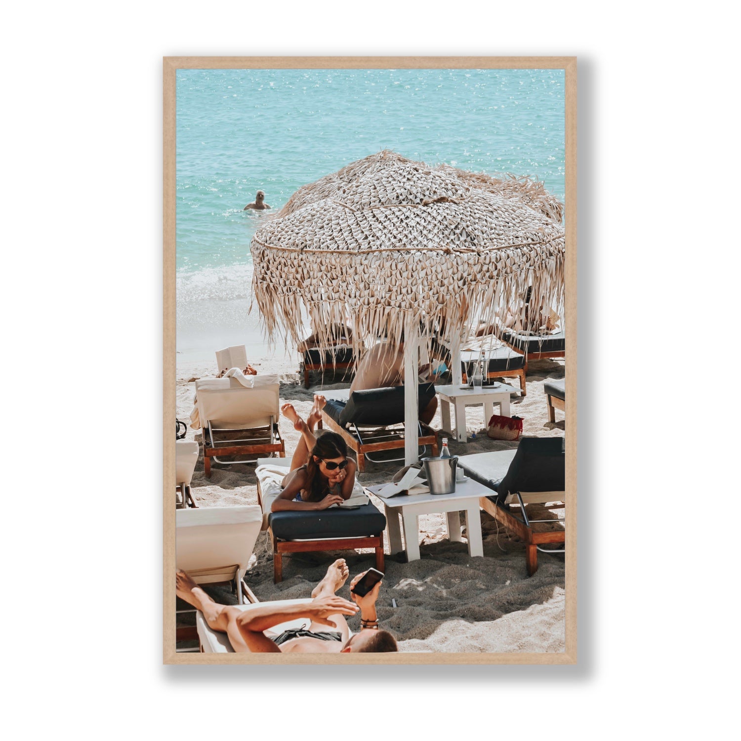 In The Zone Mykonos Greek island wall art Statement full-bleed fine art print in natural oak frame