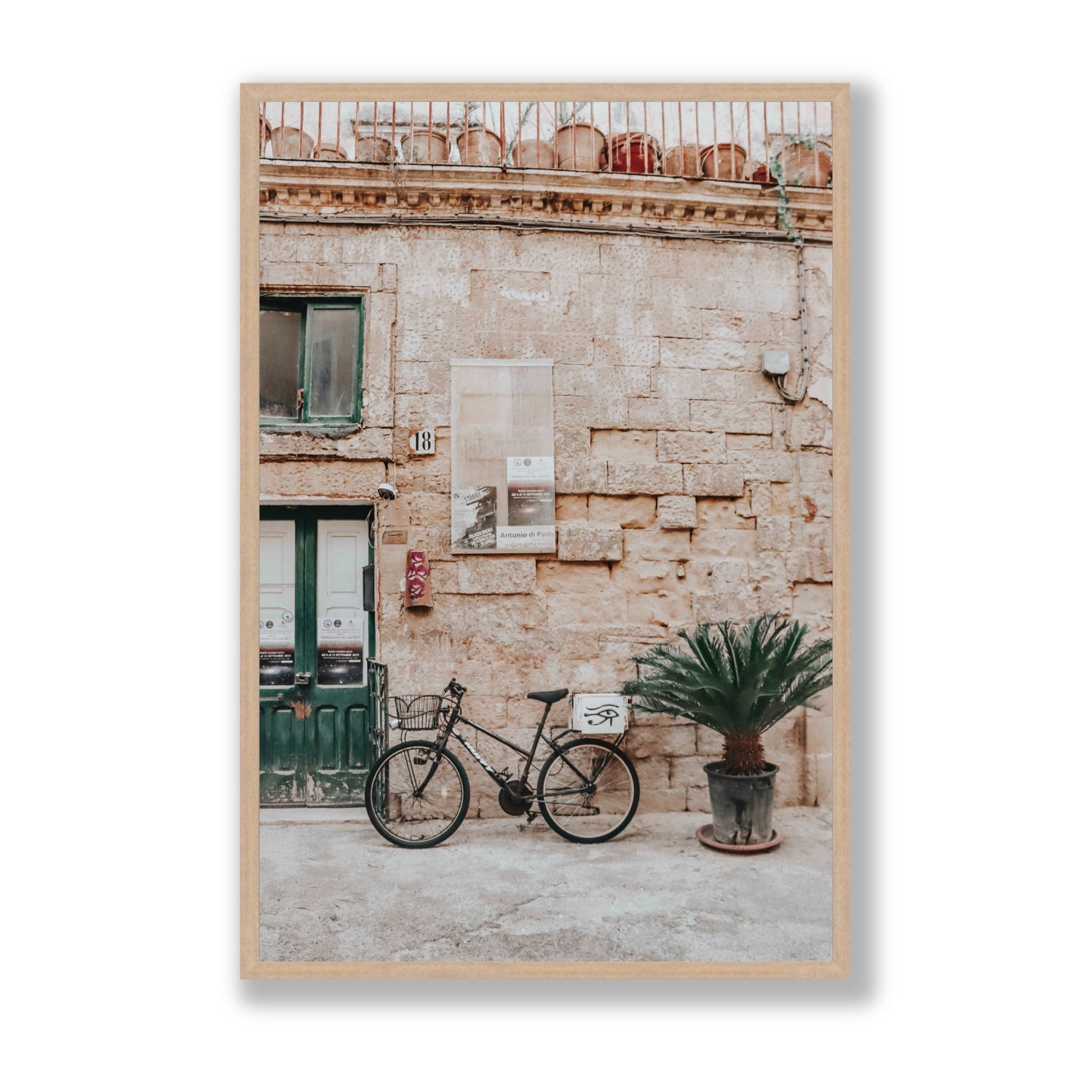 Salento Streets Puglia Lecce Italian wall art Statement full-bleed fine art print in natural oak frame