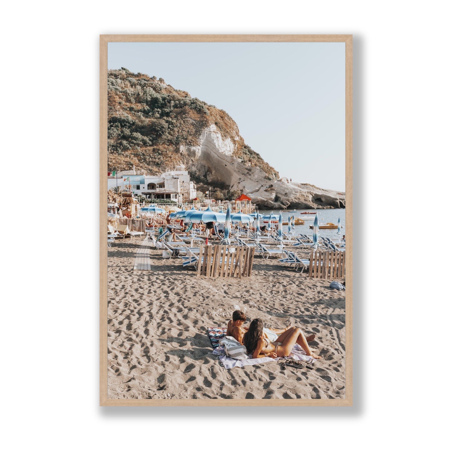 Beach Buddies fine art print, Ischia, Italy, Statement, Natural Oak Frame · Full Bleed, Fine Art Print